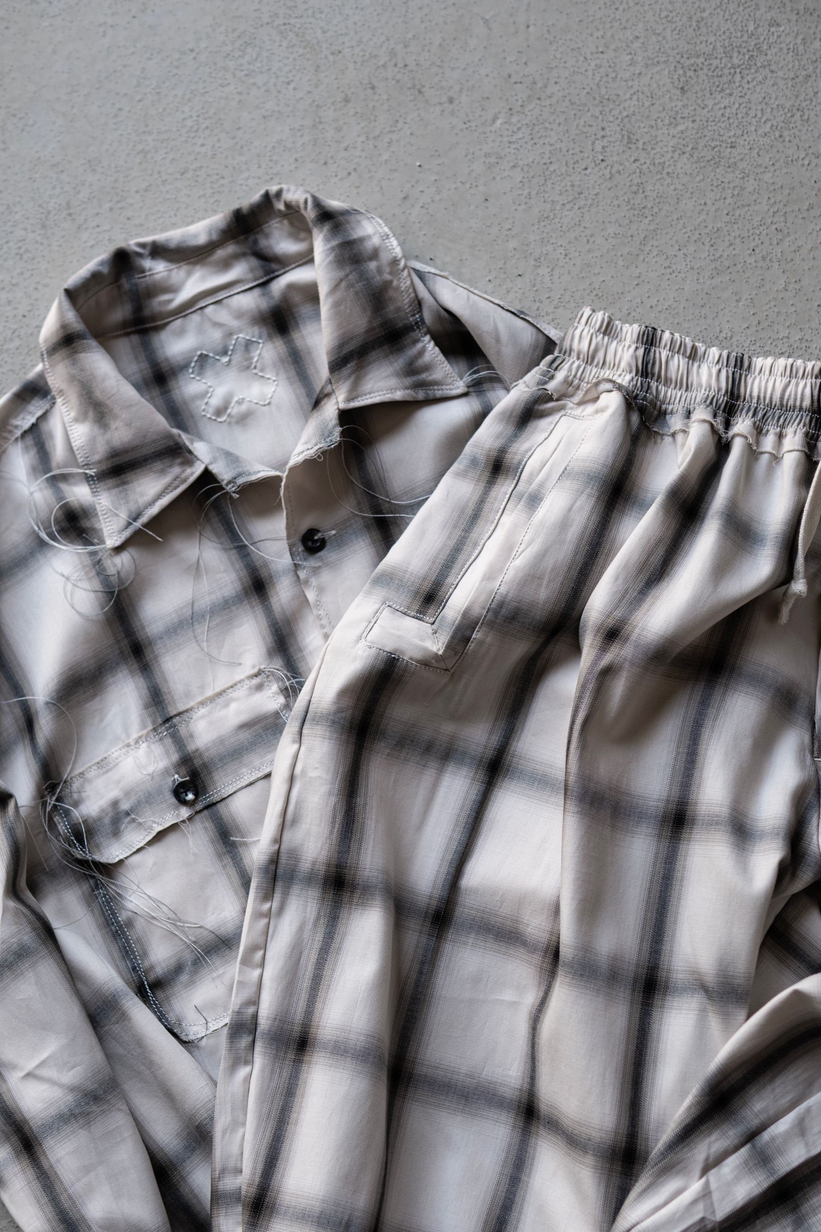 Cotton Ombre 50s Collar Craftsman Shirt / Beige