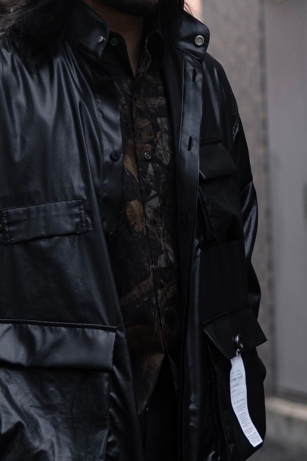 "FAKE-FAKE LEATHER II" M65 SHIRT JACKET / BLACK