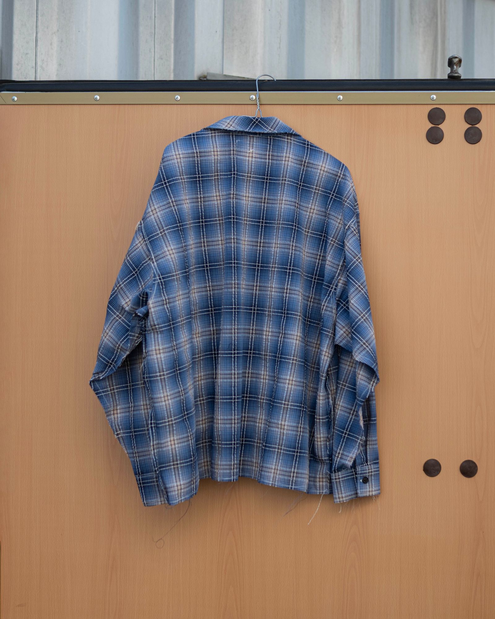 Organic Code Seersucker Check 50s Craftsman Shirt / Blue