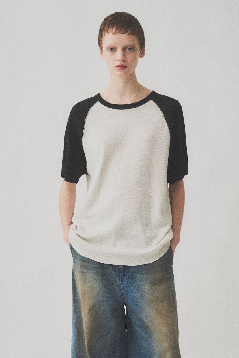 RAGLAN SLEEVE THERMAL SS / WHITE×BLACK