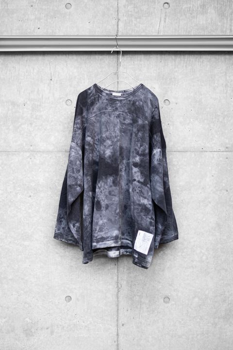 【INNAT×KANEMASA PHIL.】WOOL TIE-DYE FOOTBALL TEE / Black