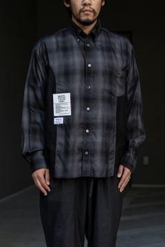Inside Out Ombre check BD Shirt / BLACK