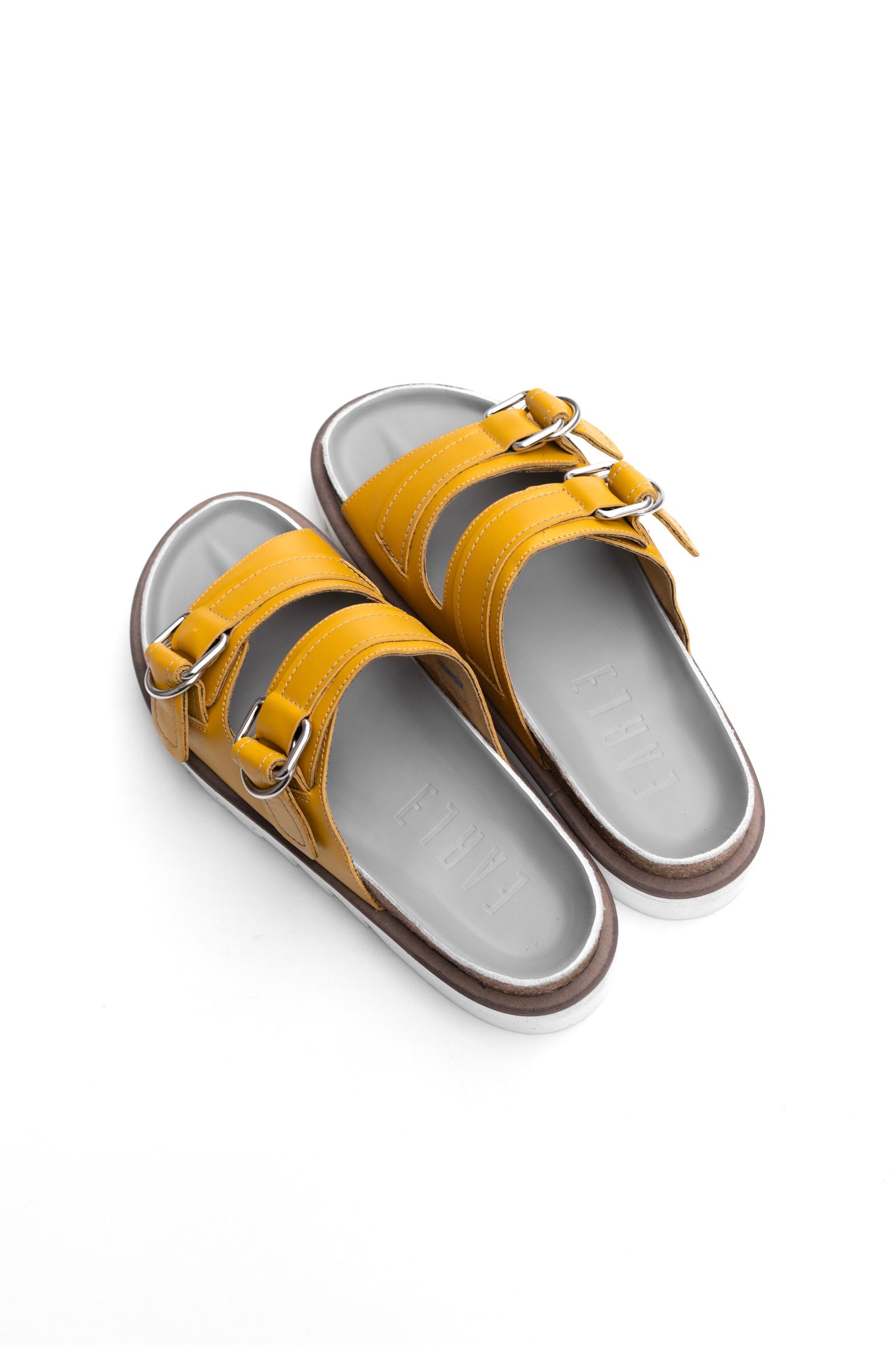 Double buckle footbed sandals / Yellow