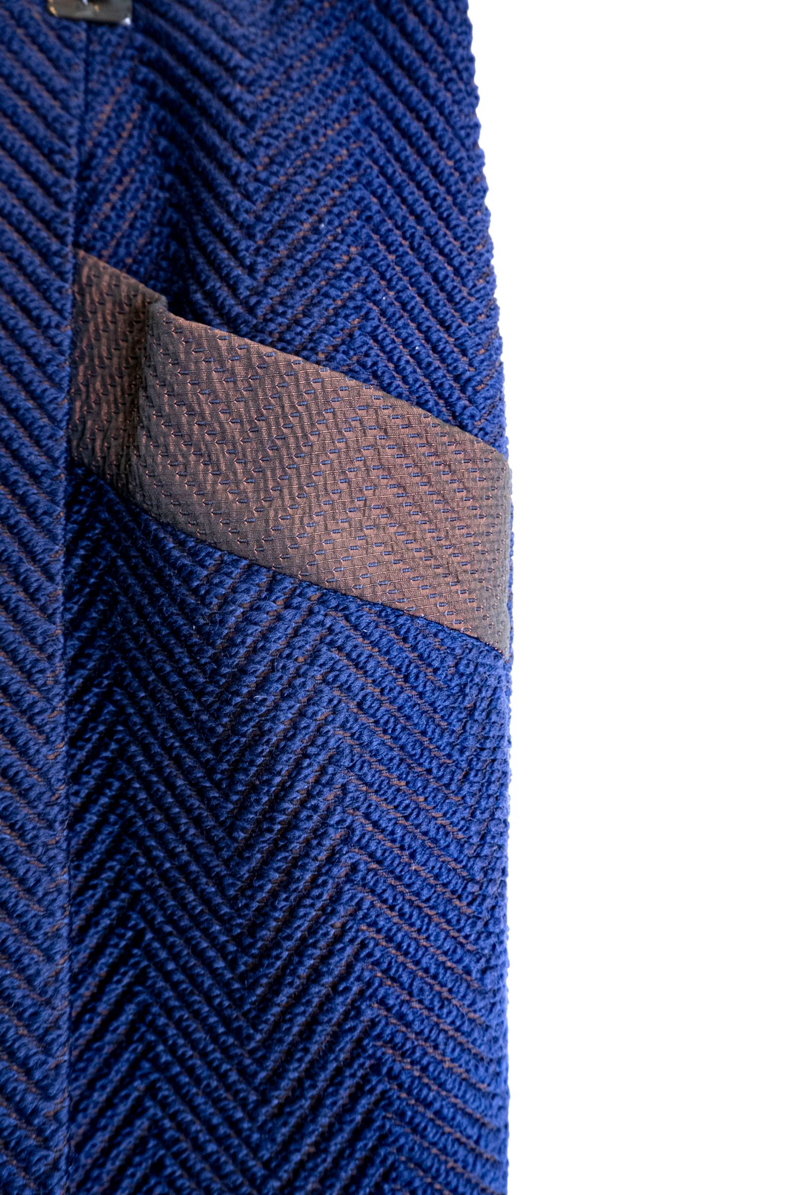 Wool Herringbone Wide Pants / ウールヘリンボーンジャカードワイドパンツ - ROYAL BLUE