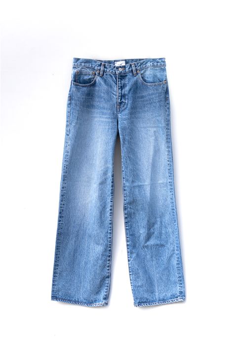 straight denim pants / used-wash