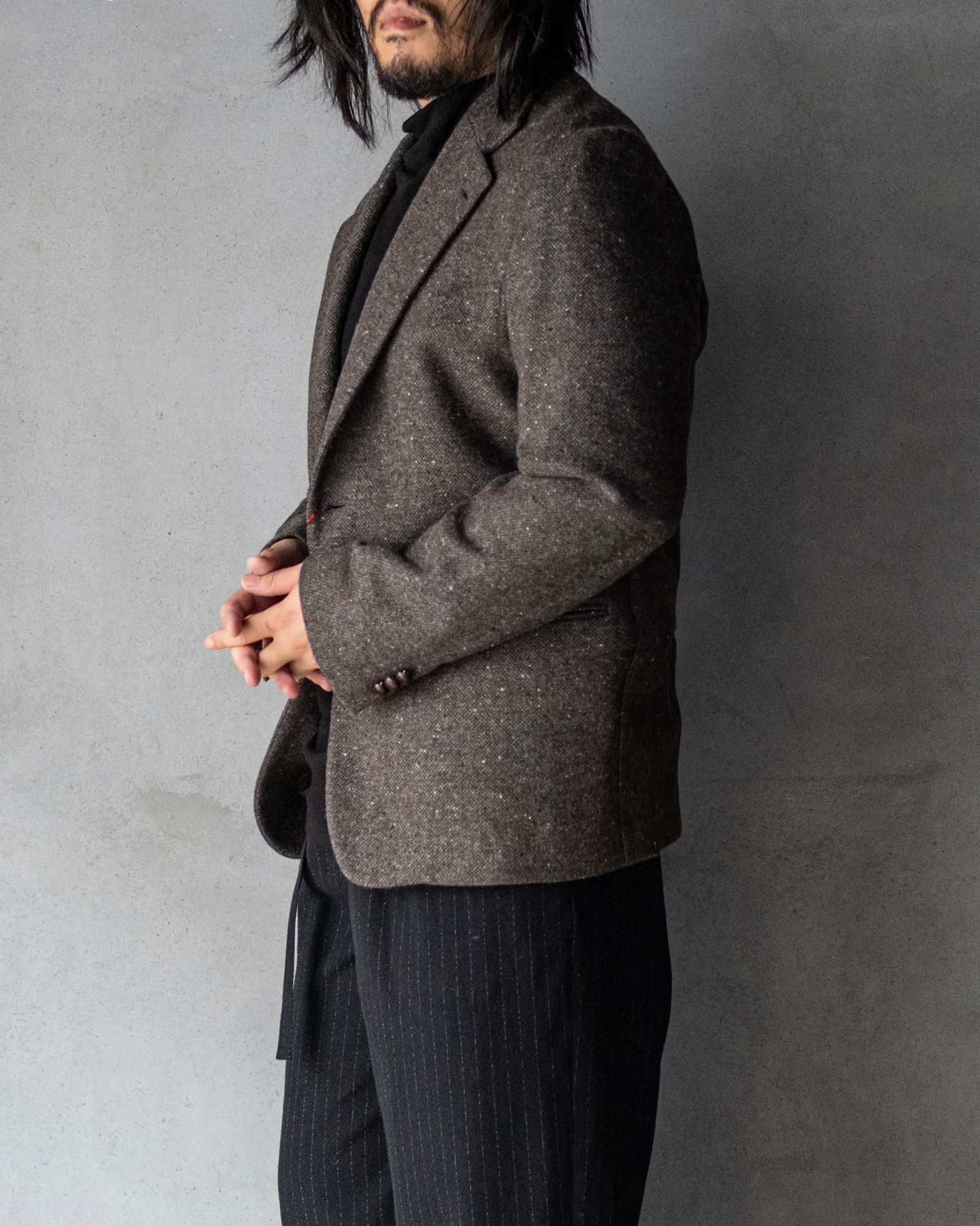 SINGLE-BREASTED 2BUTTON COMFORT-FIT LINED JACKET / MOCHA GREY