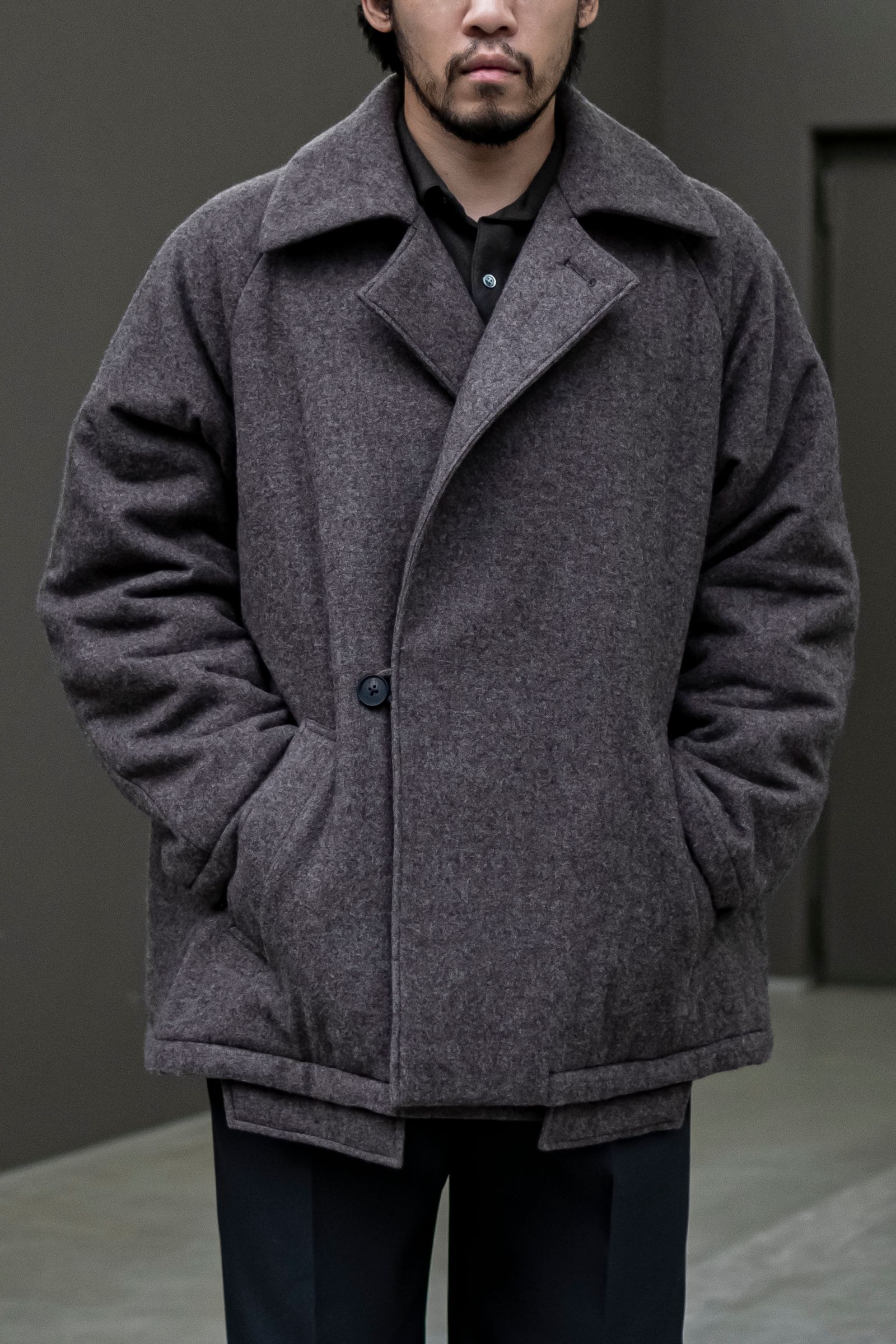 Blanc YM - Cashmere wool padded coat / Deep taupe | Retikle 