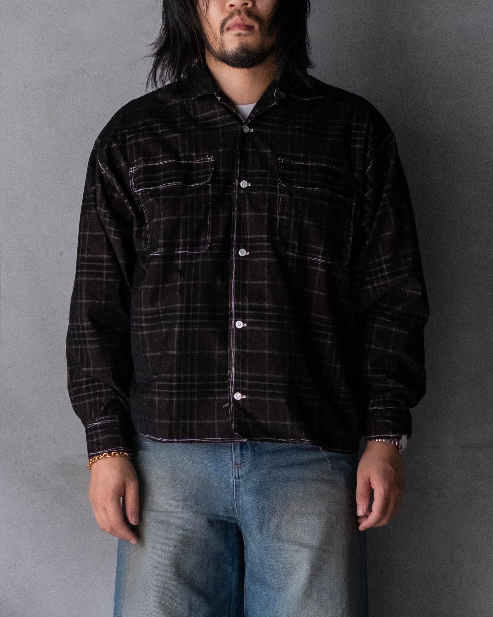 21W Yarn-Dyed Check Corduroy 50s Craftsman Shirt / Black