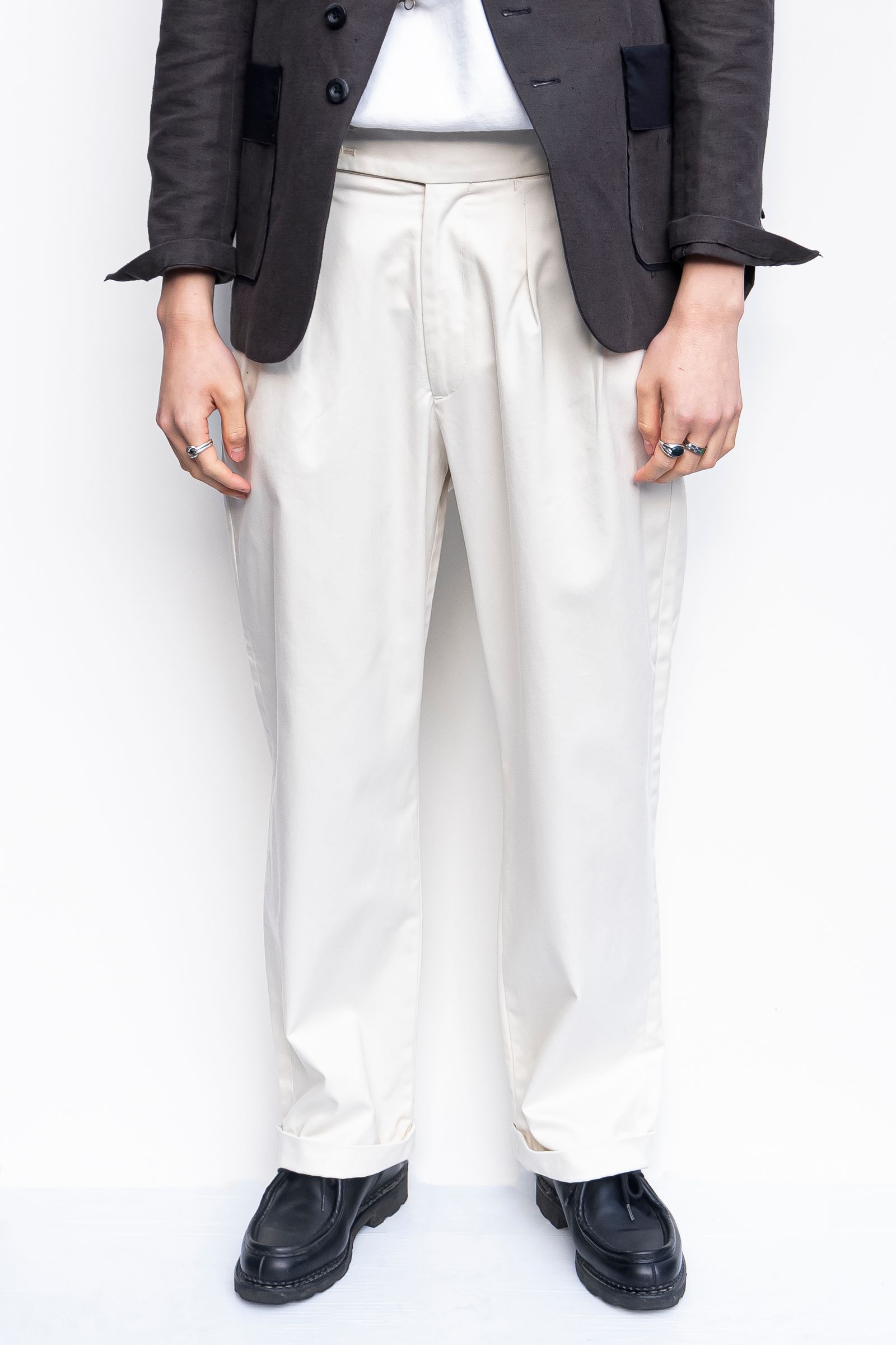 RICCARDO METHA - NEW 2TUCK BELTLESS TROUSERS COLD MATCED