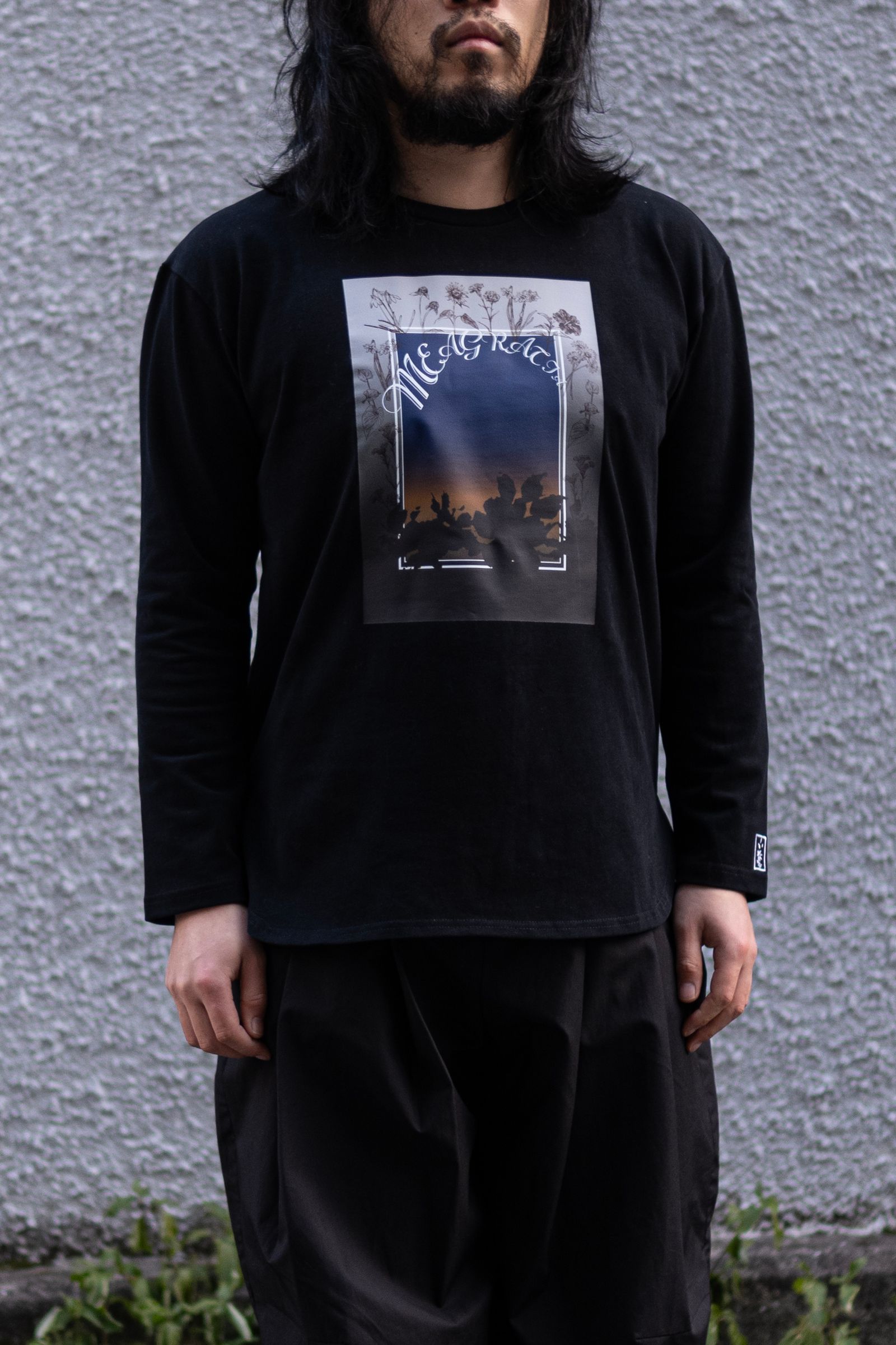 Print L/S Tee / blk