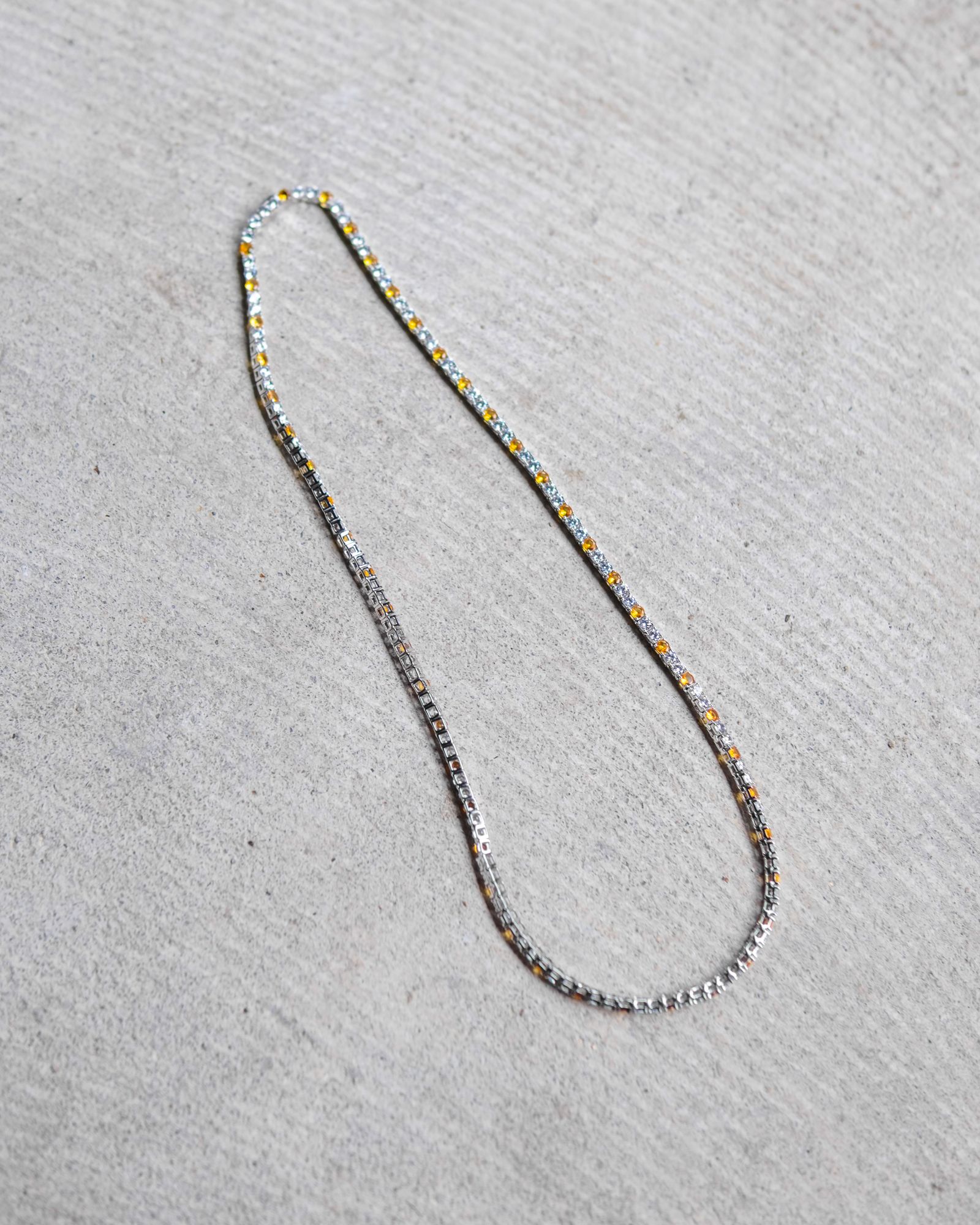 Signal Tennis Necklace / Silver/Amber