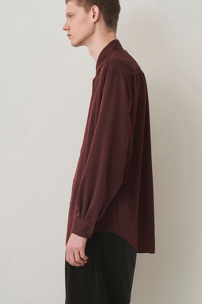 HUSH GATHER L/S SHIRT / BORDEAUX