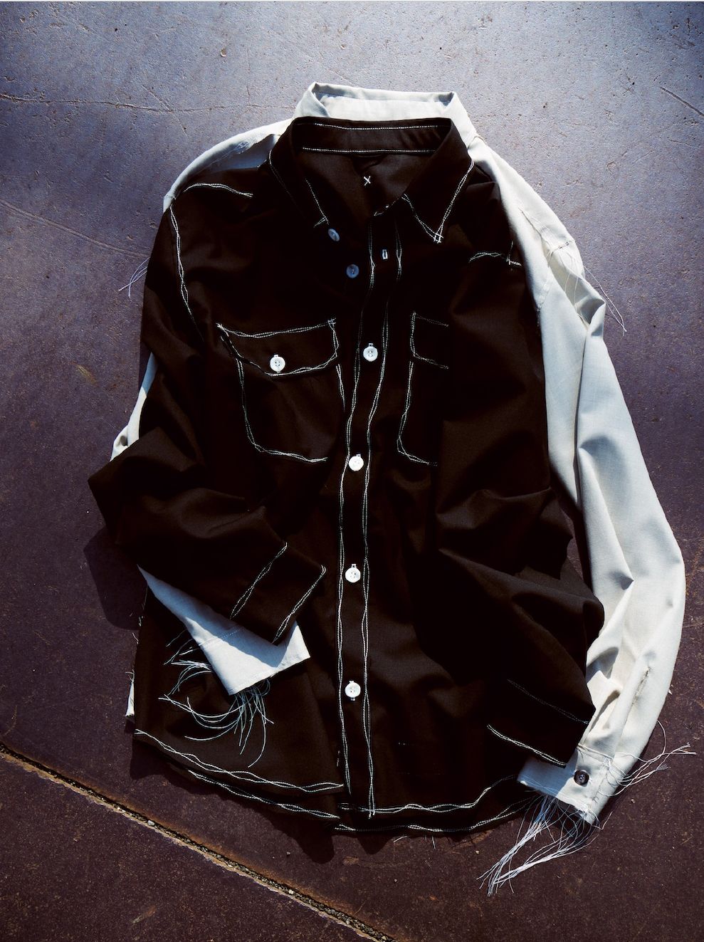 “Washable Super120’s” 60s COLLAR CRAFTSMAN SHIRT / Black