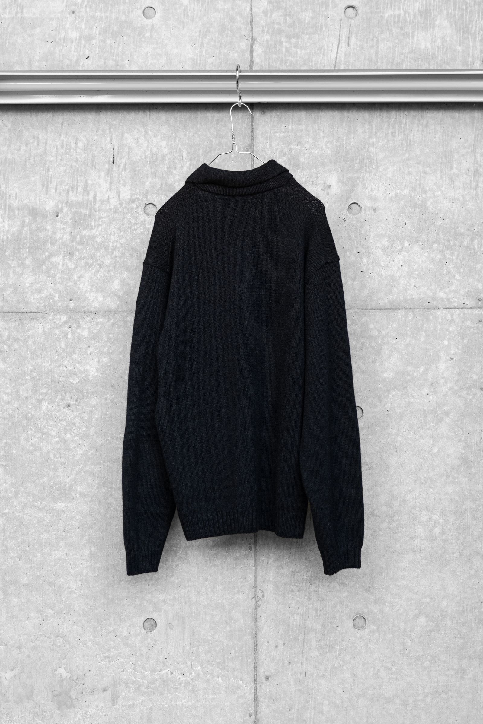 ALPACA POLO COLLAR KNIT SHIRT / BLACK