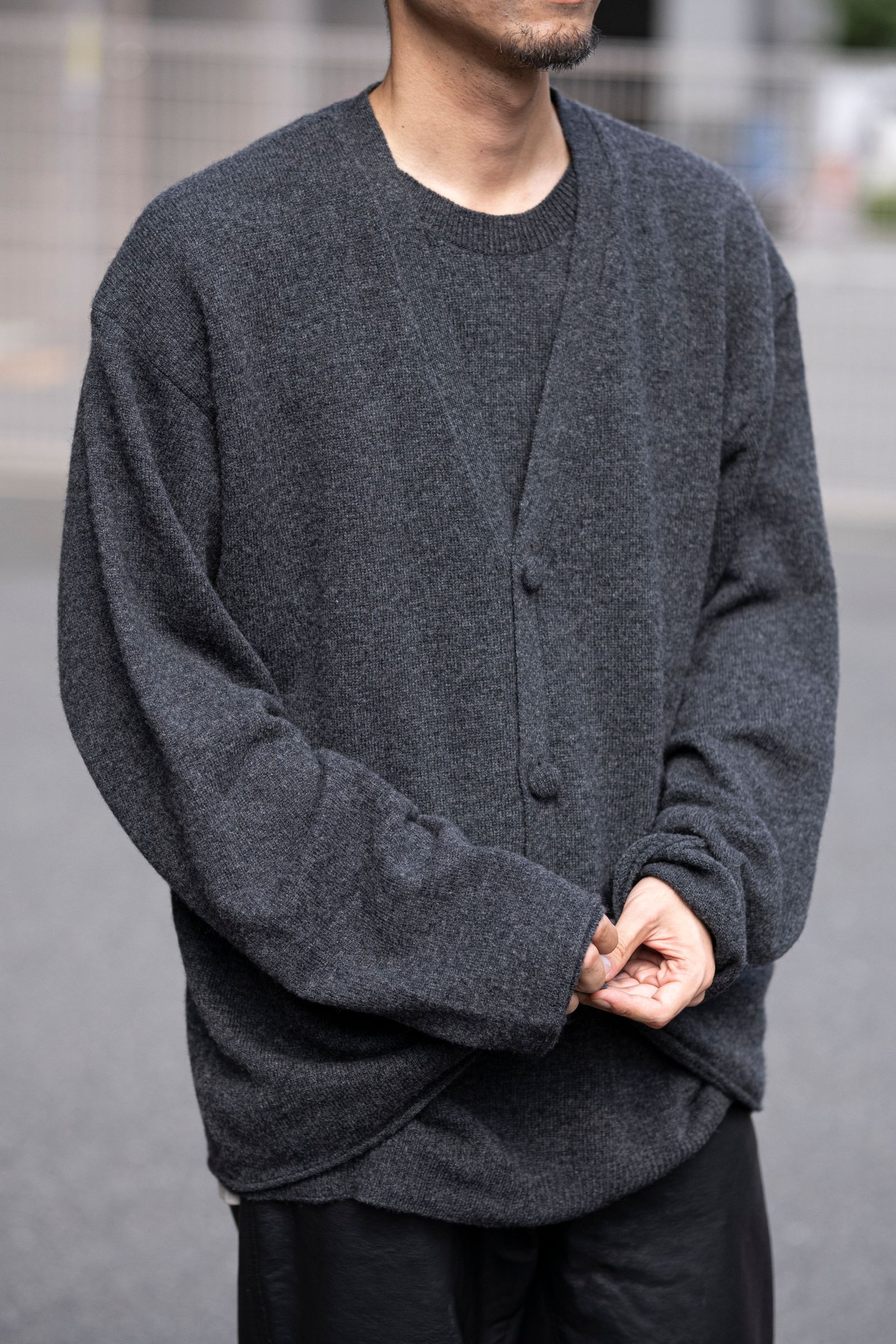 Blanc YM - Cashmere wool ensemble pullover / Gray | Retikle Online