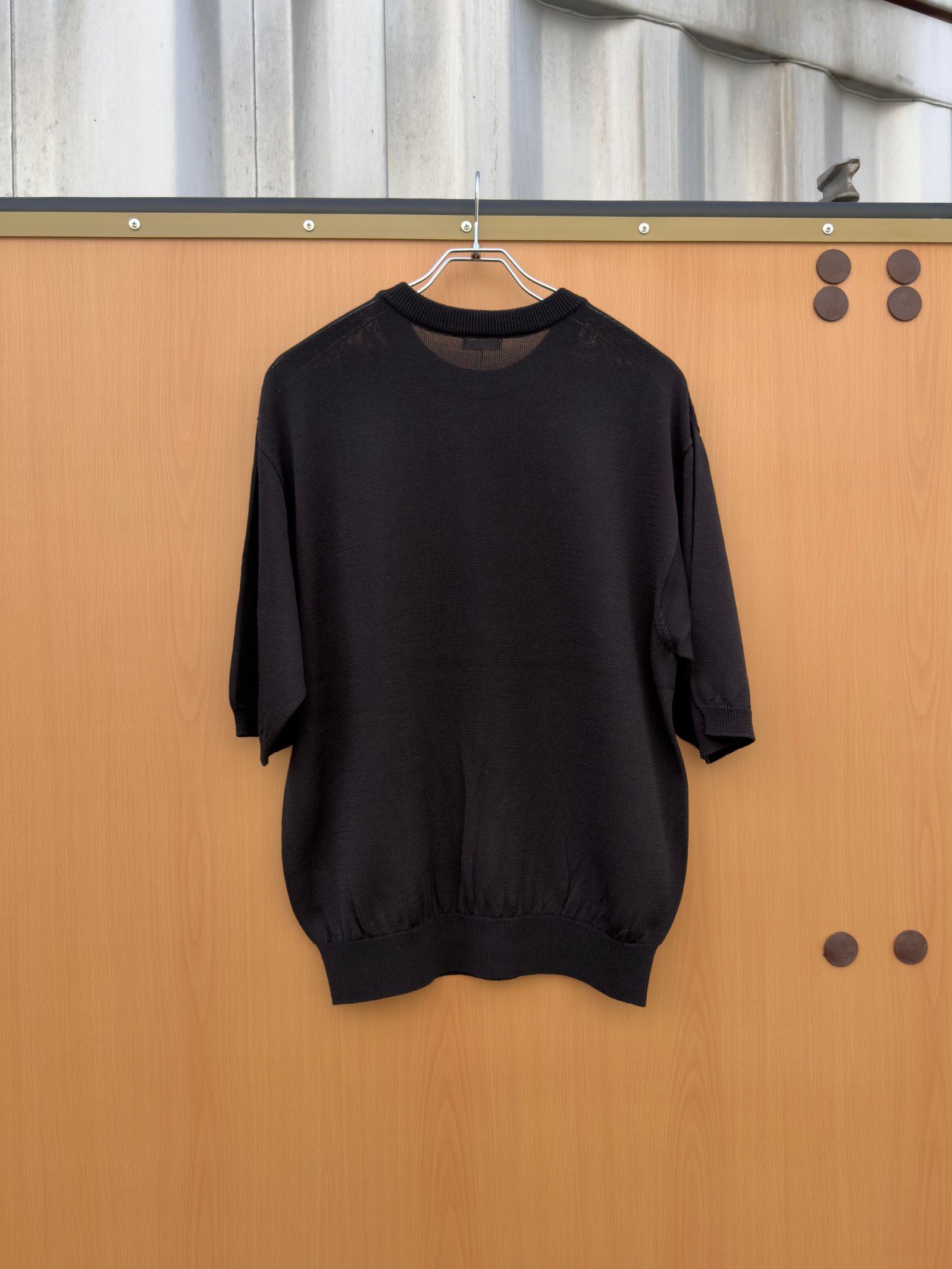 Wide knit T-Shirt / Black