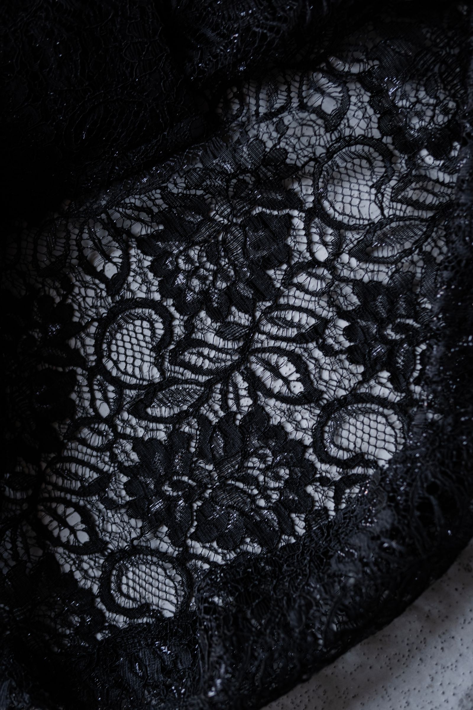 GLITTER LACE L/S SHIRT / BLACK