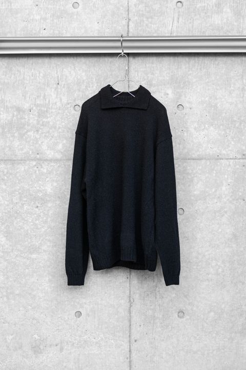ALPACA POLO COLLAR KNIT SHIRT / BLACK