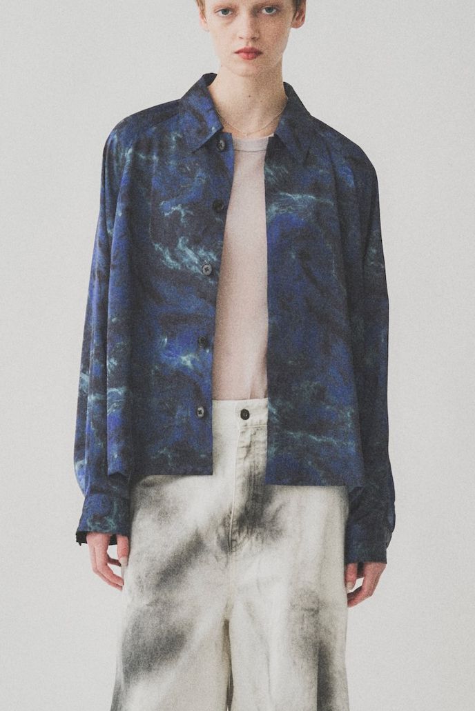 ABSTRACT STONE SHORT JACKET / NAVY