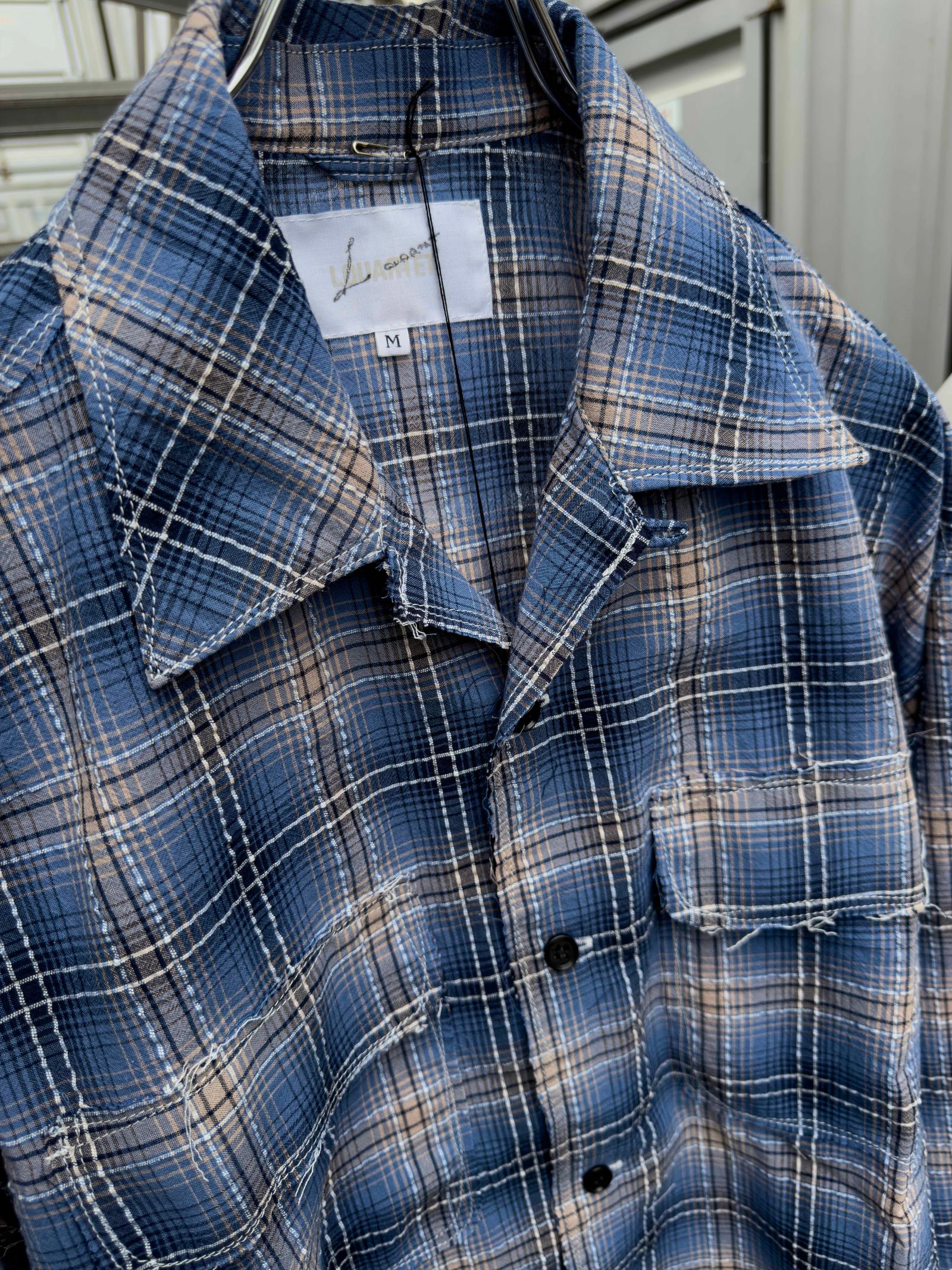 Organic Code Seersucker Check 50s Craftsman Shirt / Blue