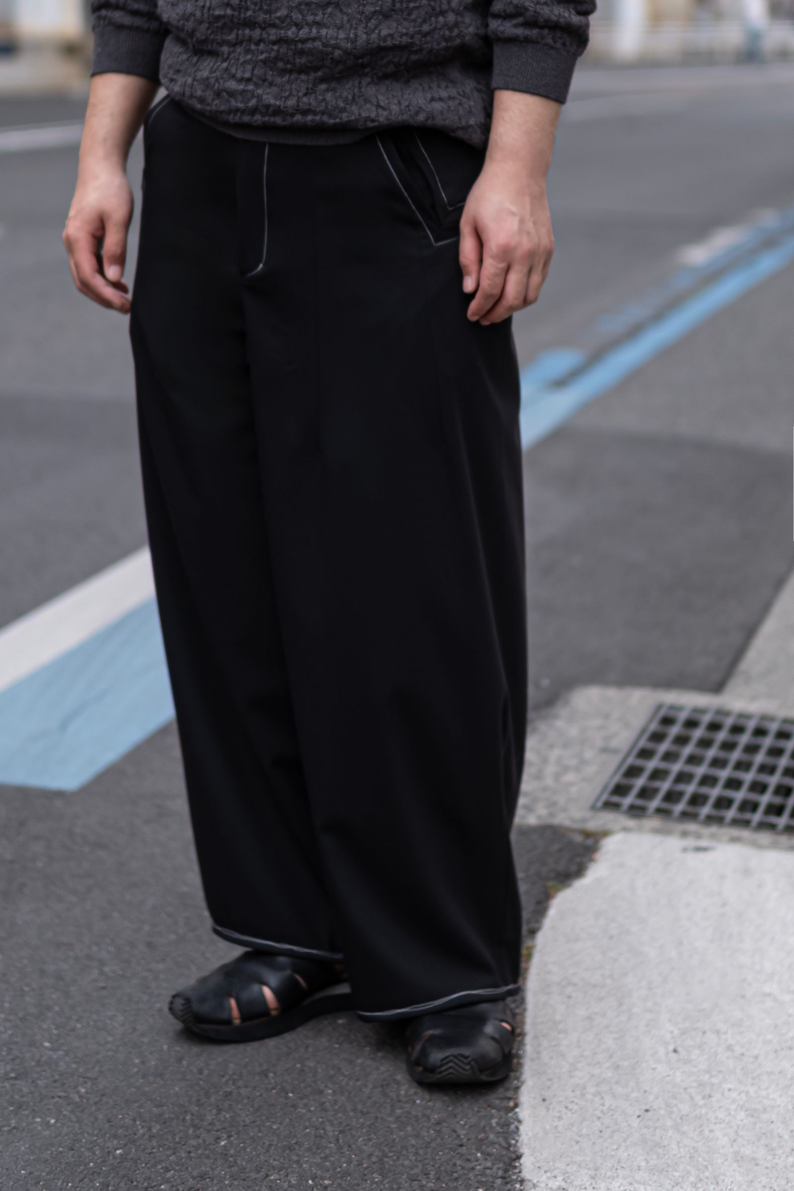 50/2 Silo Compact Gaba Wide Ceremony MC Trousers / Black