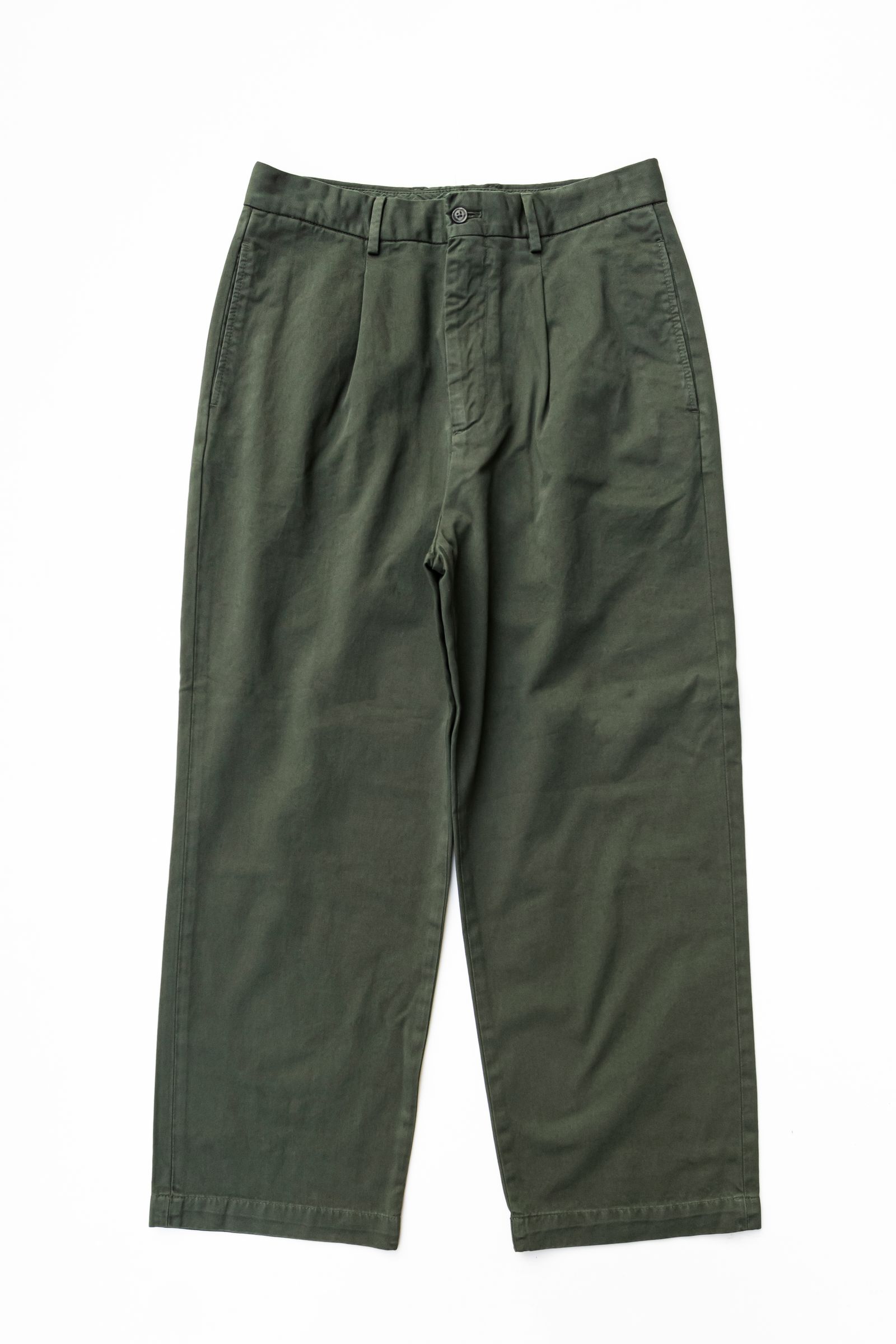 RICCARDO METHA - DRAGON TWILL 1TUCK WIDE PANTS / OLIVE