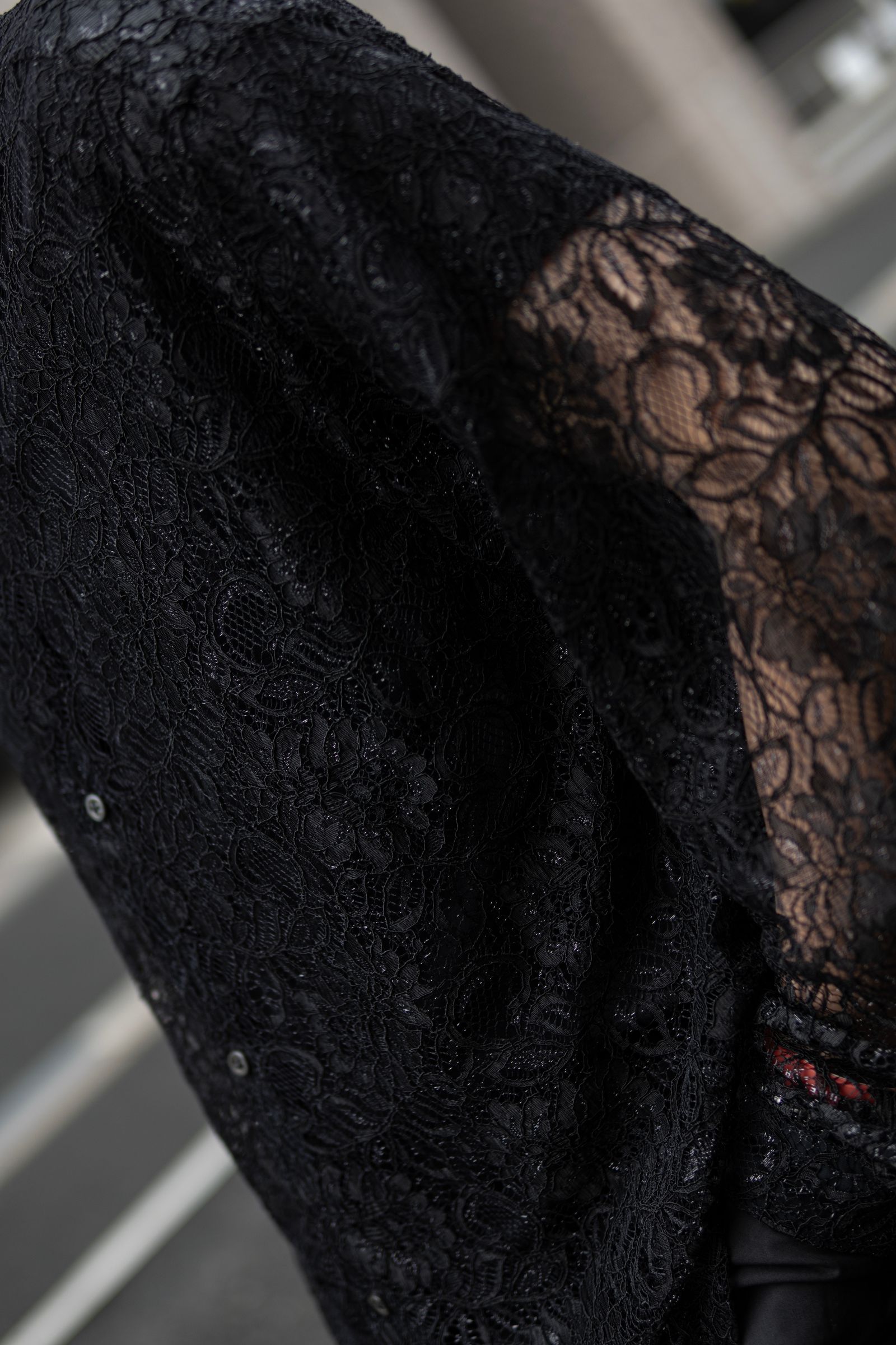 GLITTER LACE L/S SHIRT / BLACK