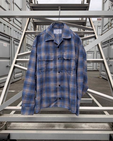 Organic Code Seersucker Check 50s Craftsman Shirt / Blue