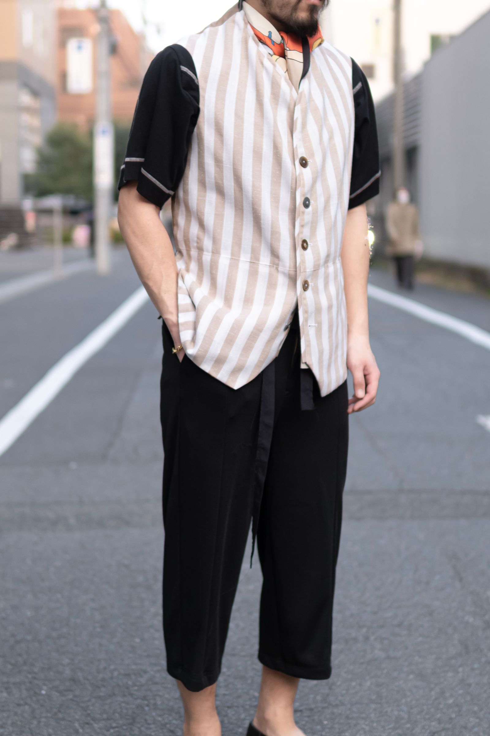 3D wide easy pants / Black