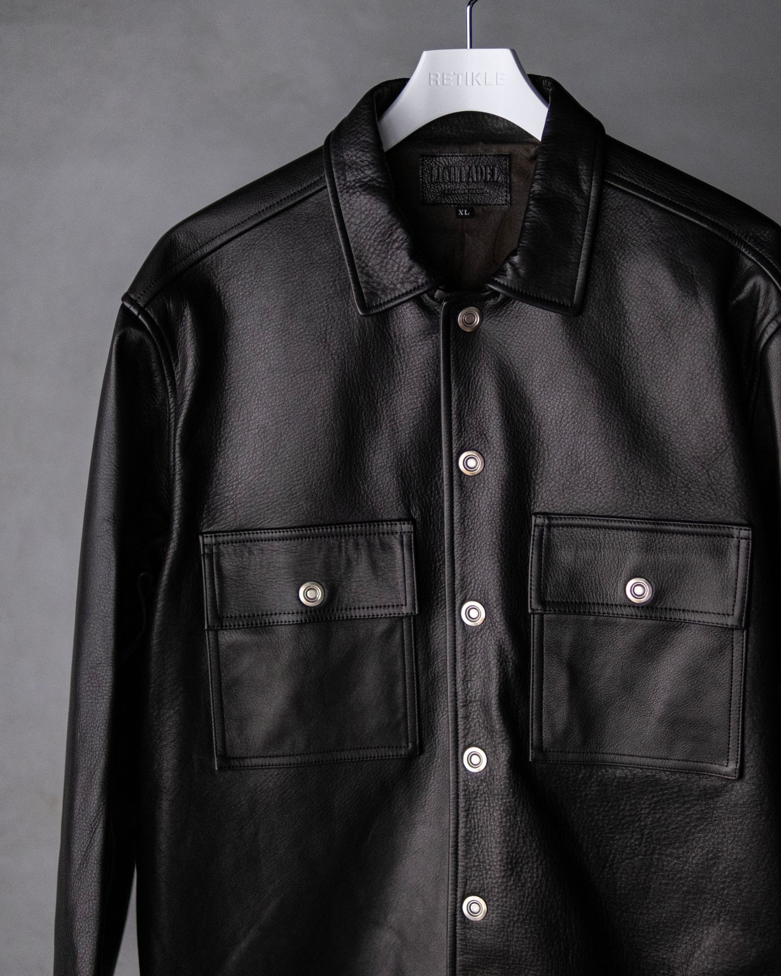 leather shirt / black