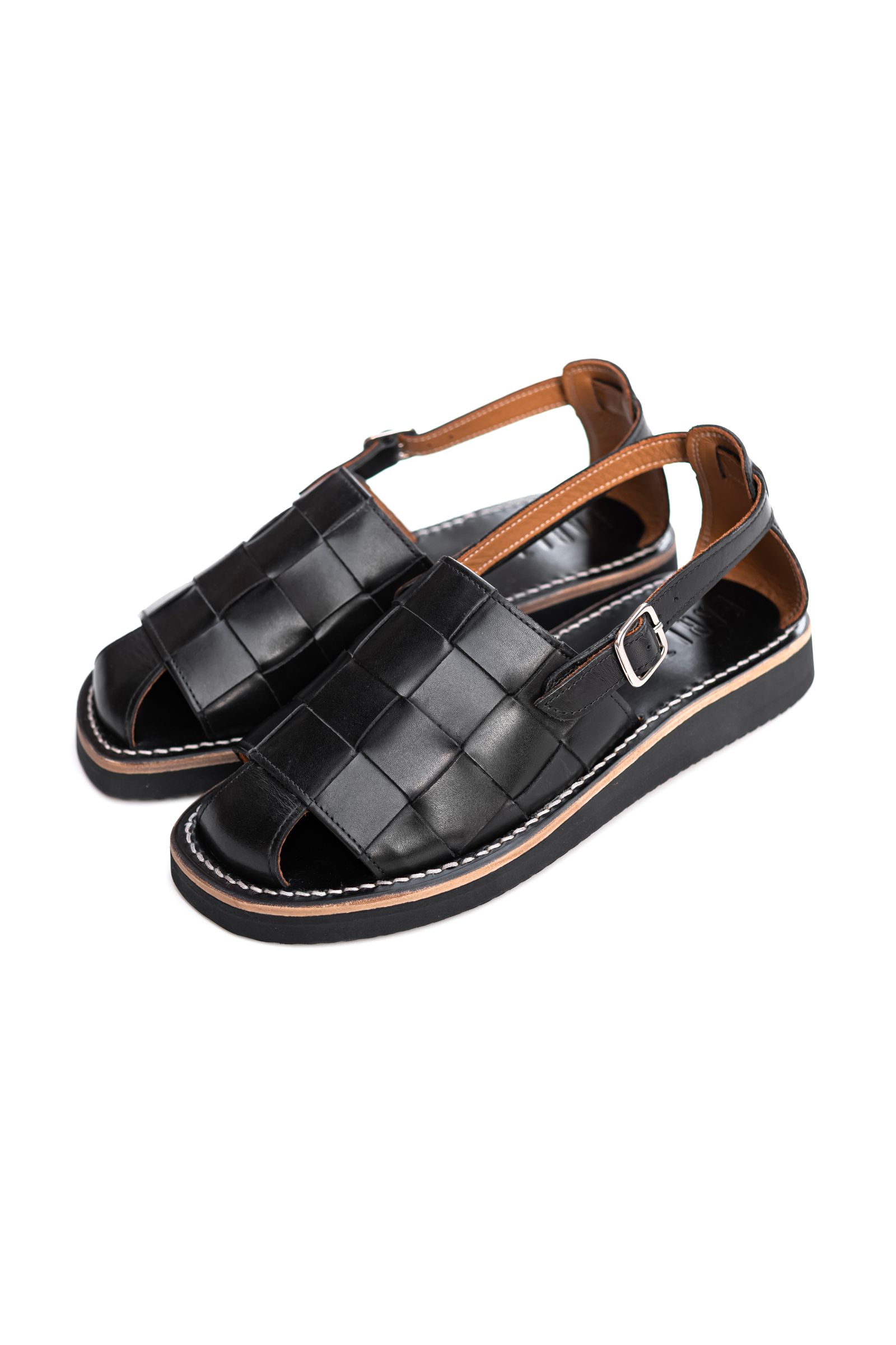 EARLE - Wide Woven Sandals / Black | Retikle Online Store