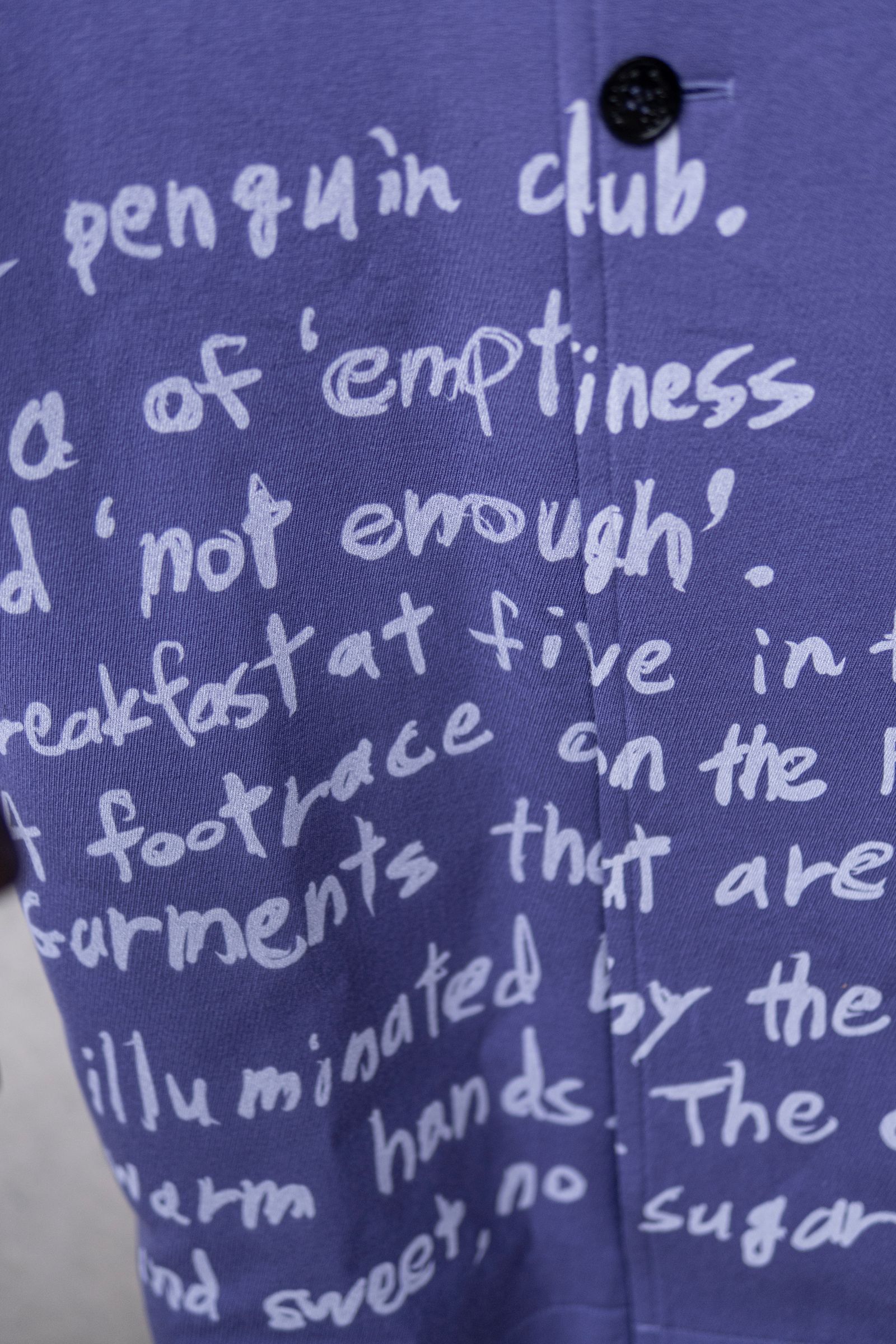 LONG TORSO COAL MINER WITH WORDS / AUBERGINE BLUE