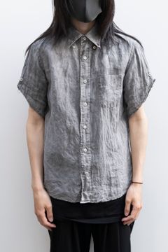 Remake "sumizome" Cutoff linen shirt