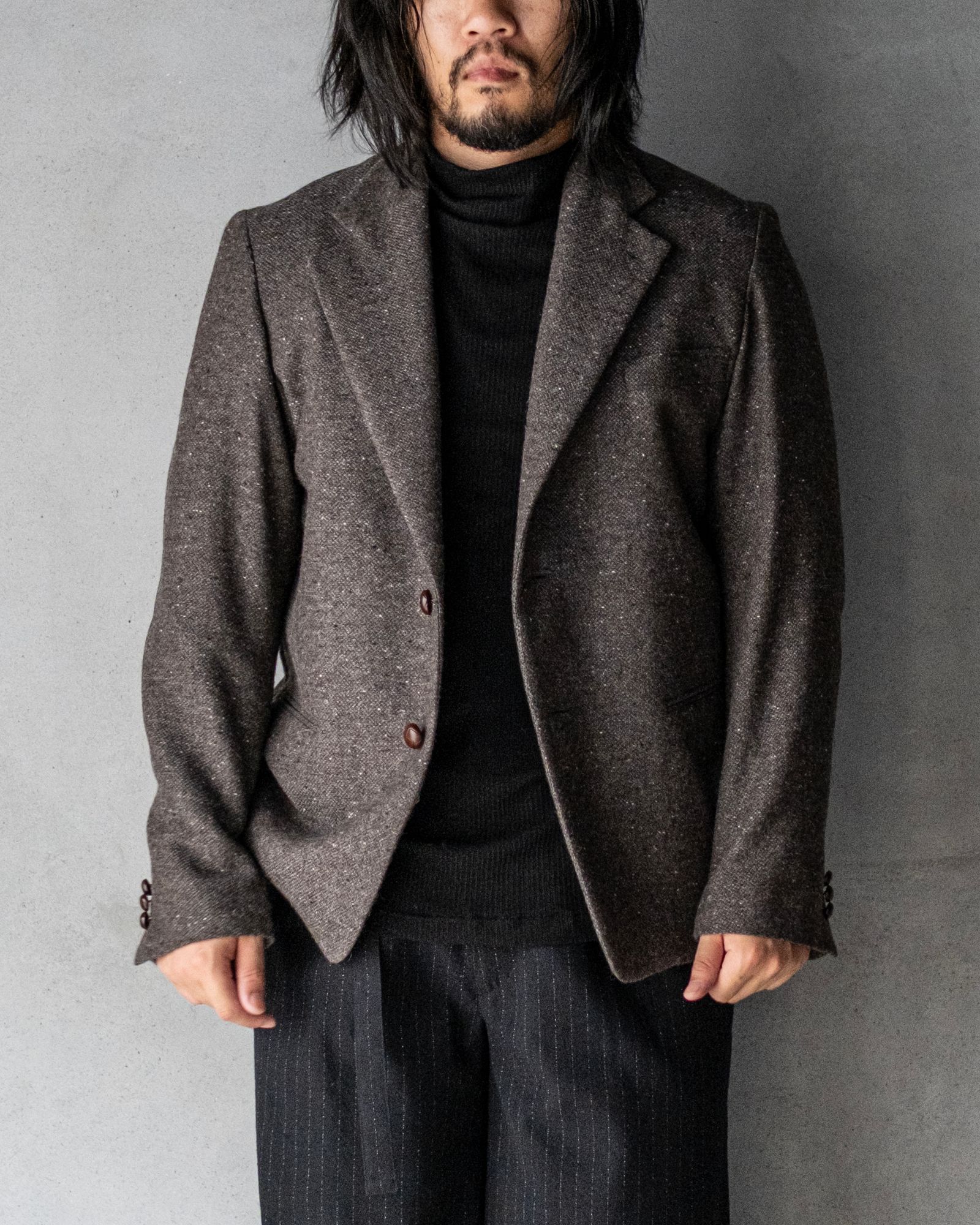 SINGLE-BREASTED 2BUTTON COMFORT-FIT LINED JACKET / MOCHA GREY