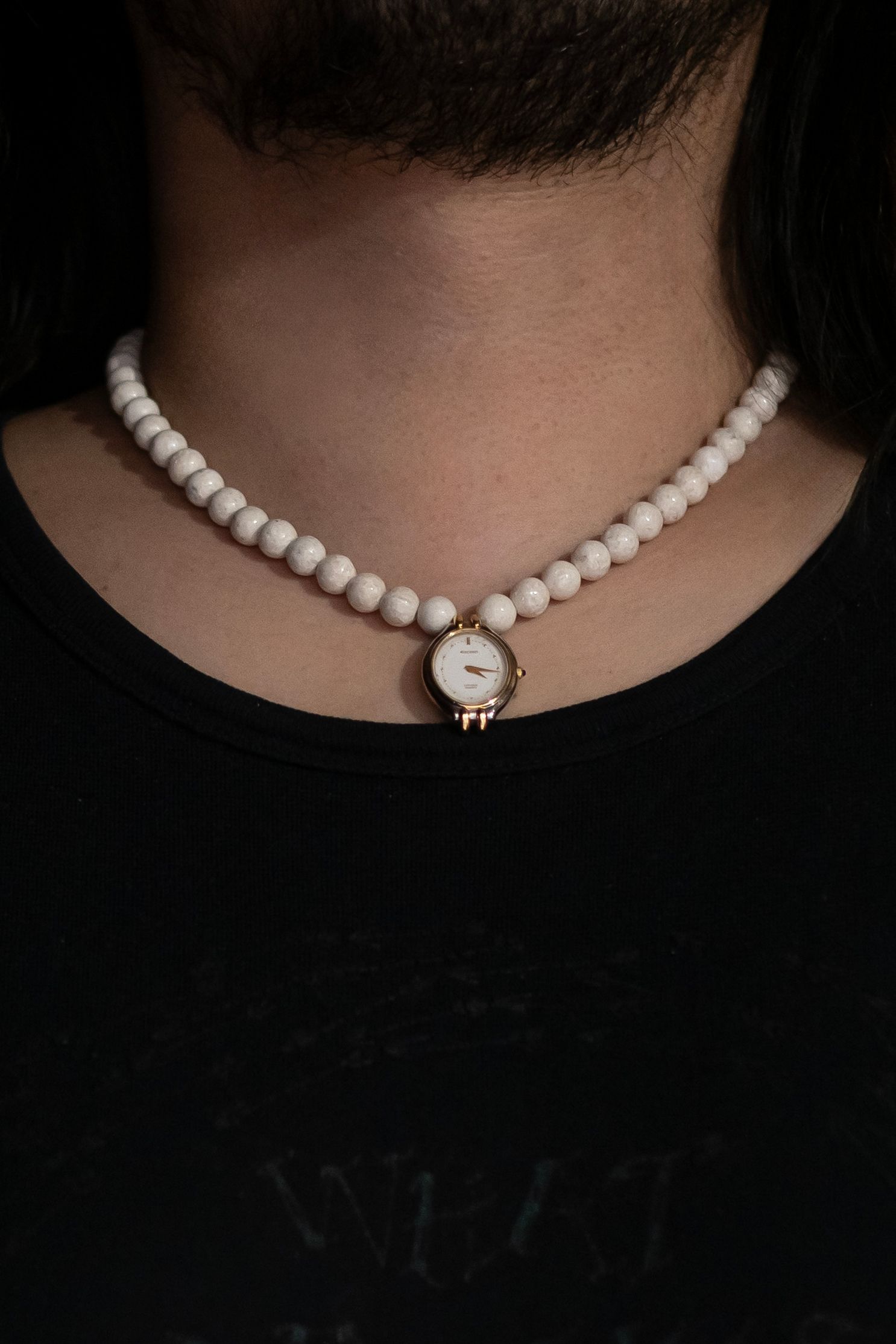 Orbit Watch Necklace - Riverstone / Beige