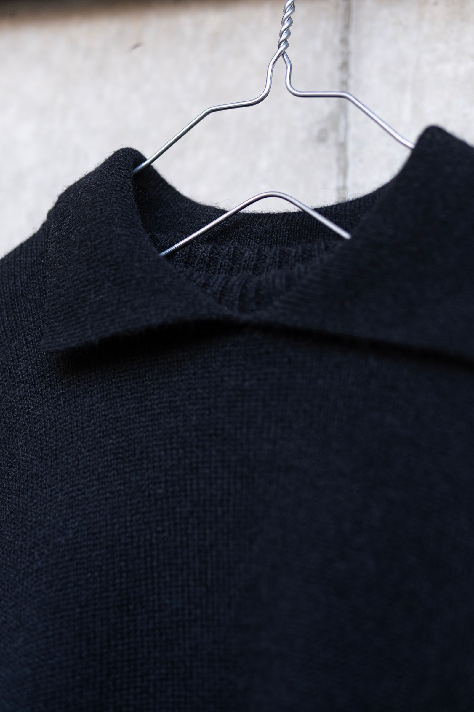 ALPACA POLO COLLAR KNIT SHIRT / BLACK
