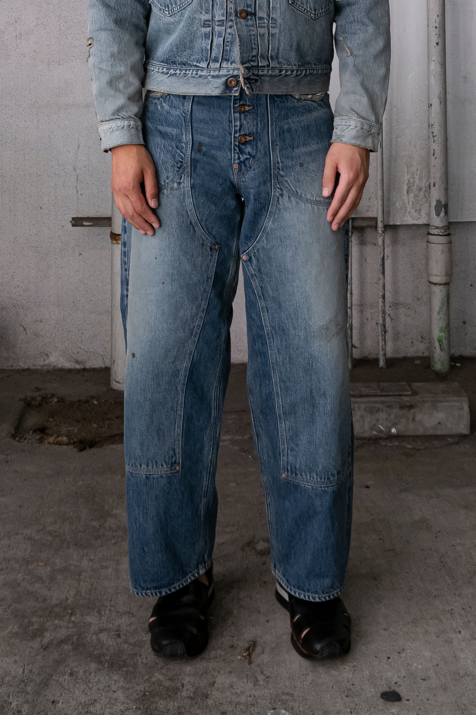 SUGARHILL - 【SUGARHILL×UNUSED】FADED DOUBLE KNEE DENIM PANTS