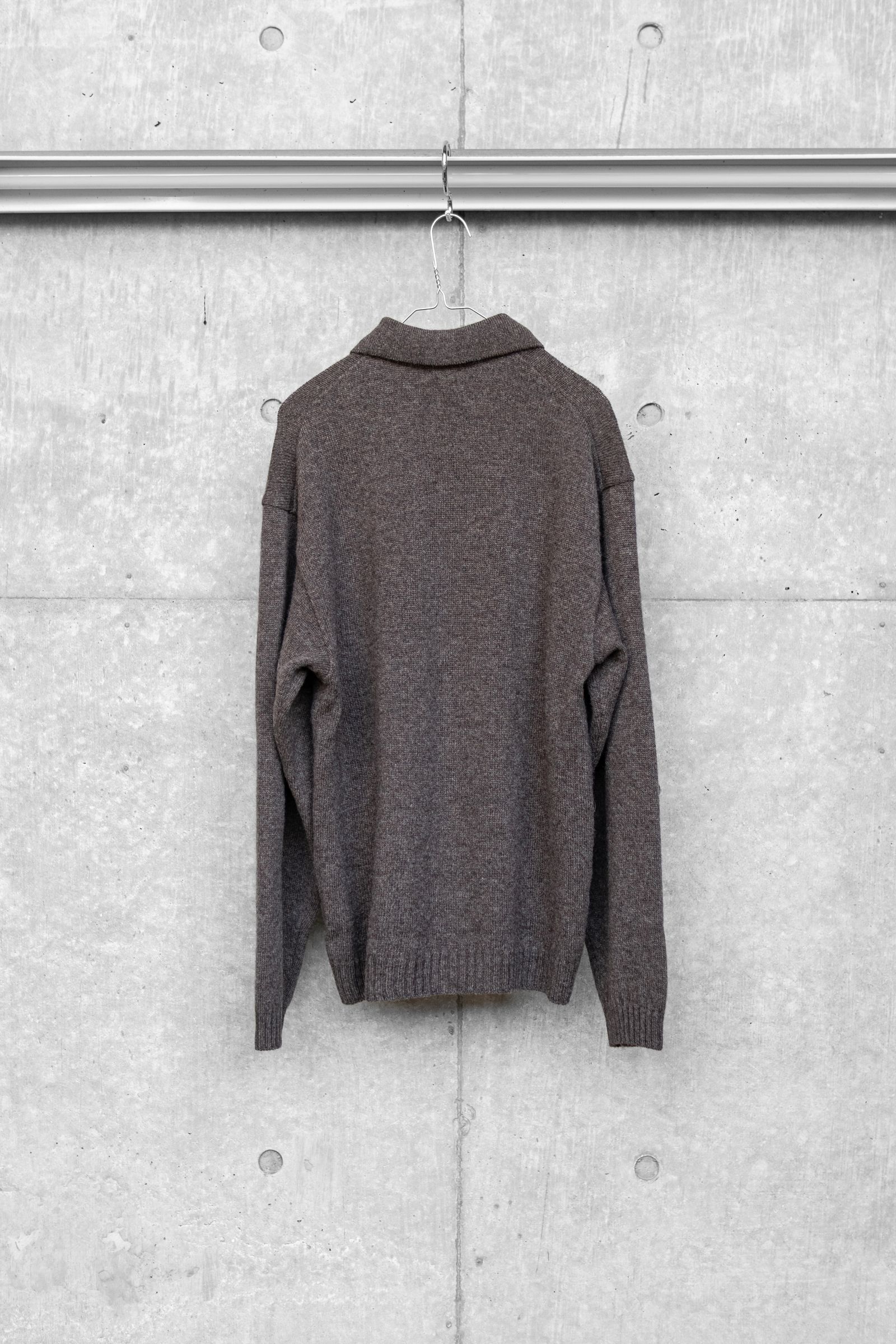 ALPACA POLO COLLAR KNIT SHIRT / BROWN