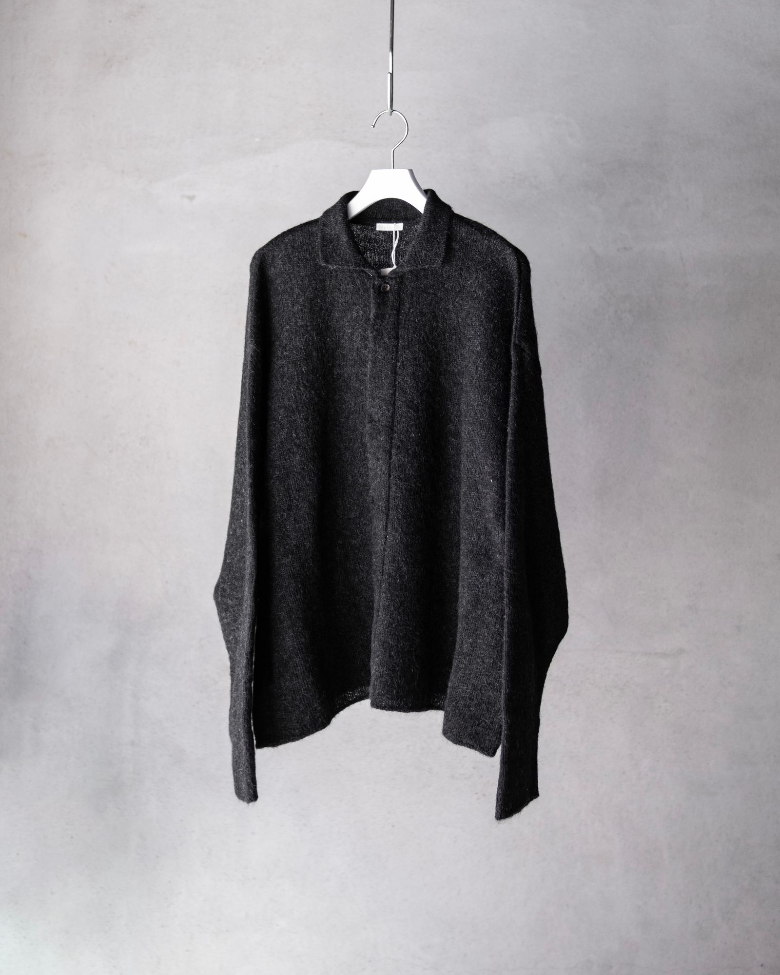 Kid Mohair Knit Shirts / Black