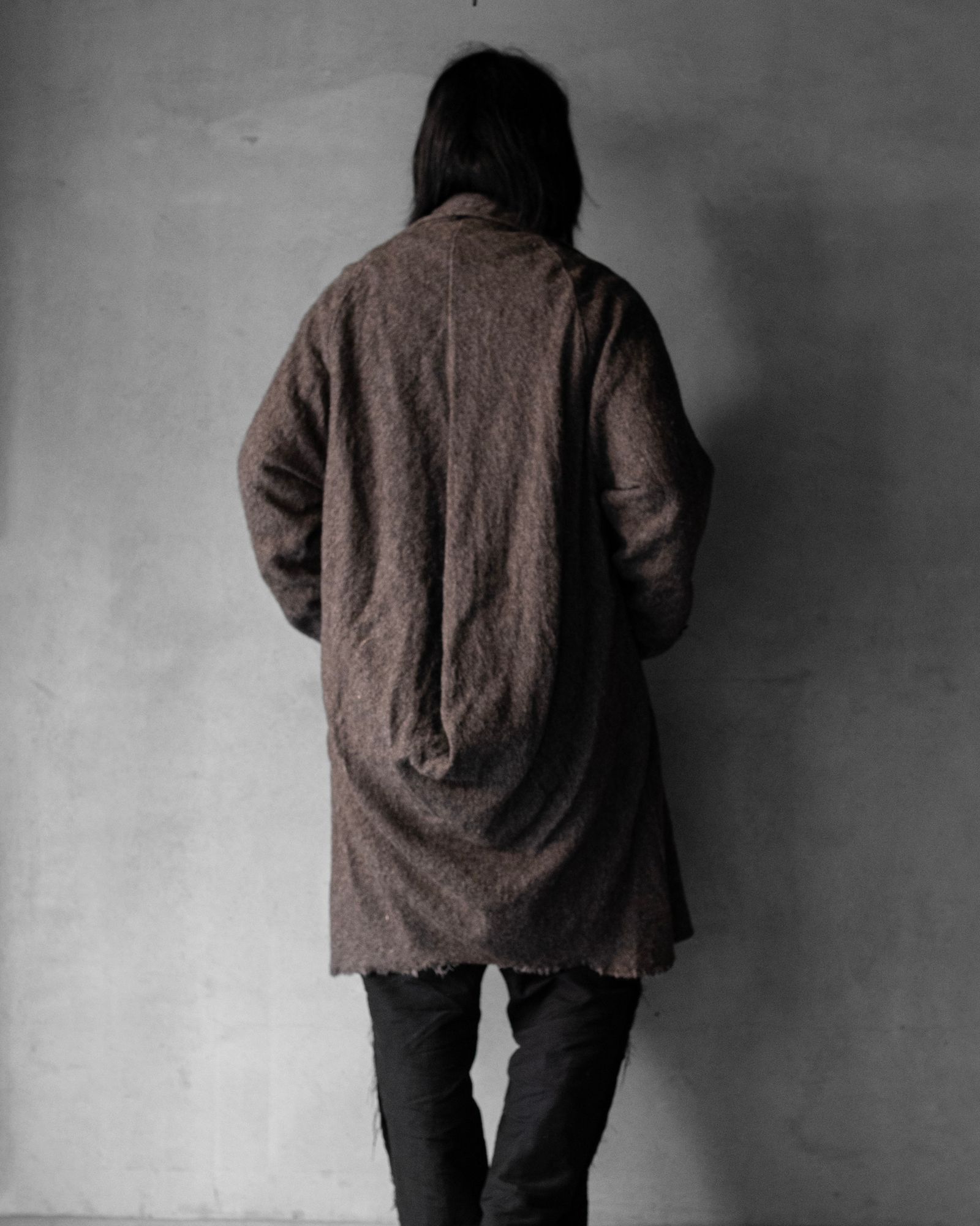 Draped Coat in Montafoner Wool / Charcoal Melange