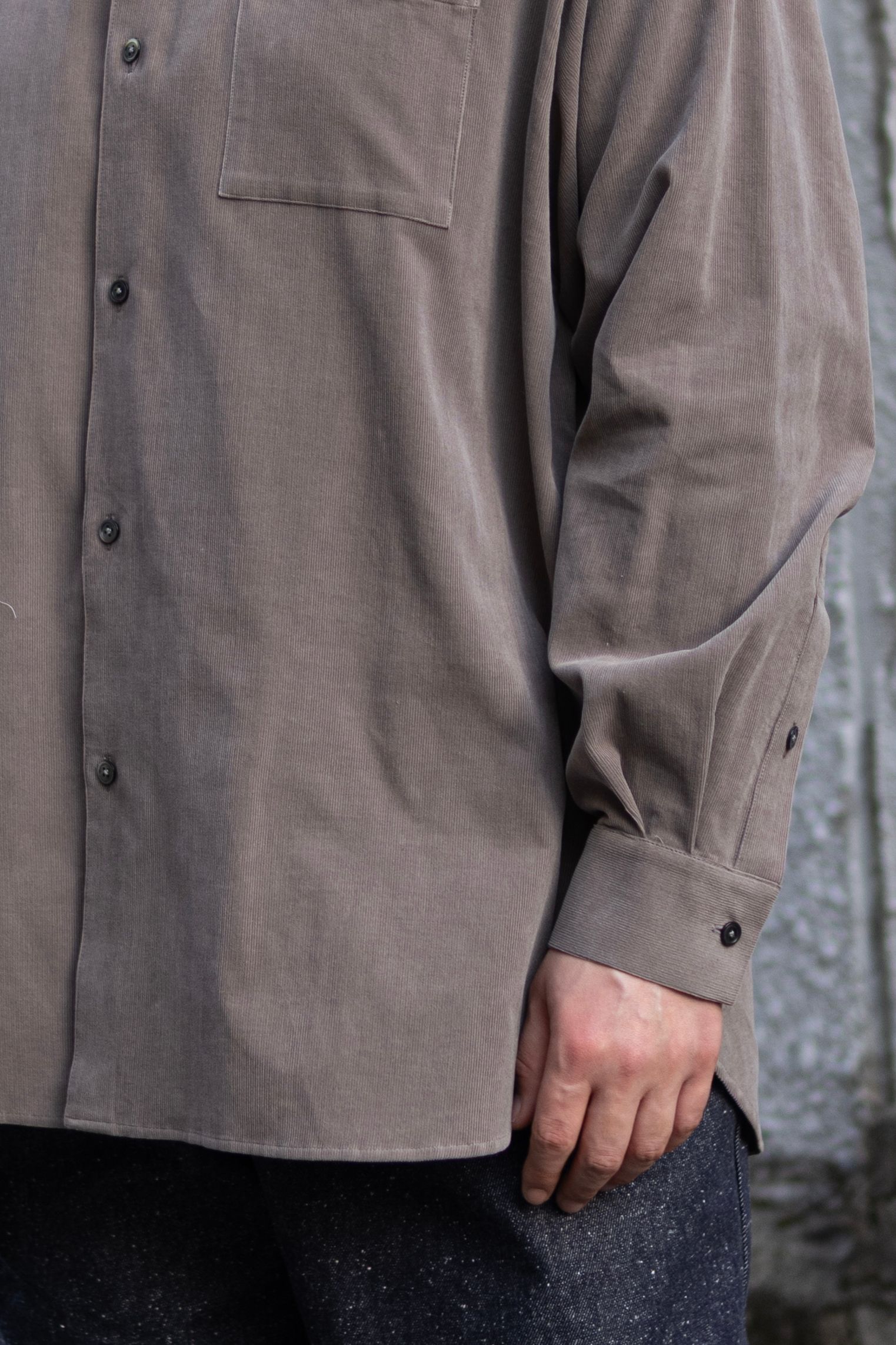 Soft Corduroy Wide Shirts / Greige
