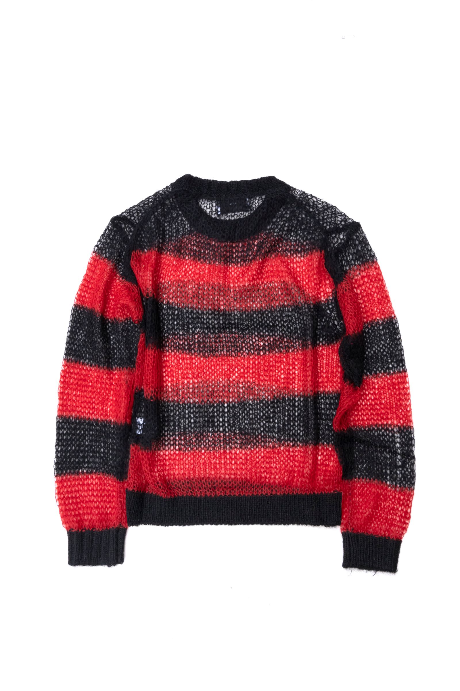 SUGARHILL - MOHAIR LOOSE STRIPE KNIT / RED | Retikle Online Store