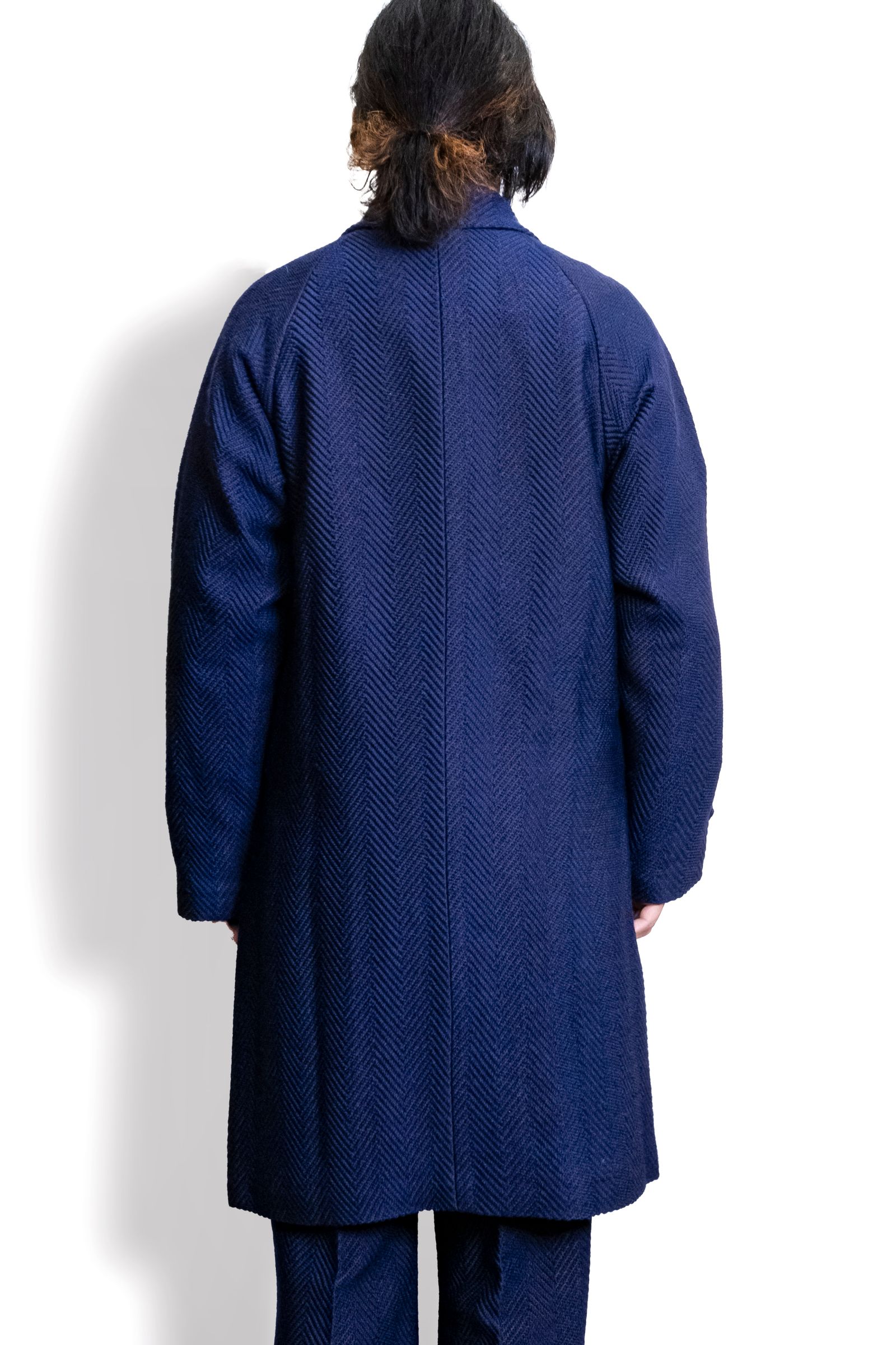 Wool Herringbone Chester Coat / ウールヘリンボーンチェスターコート - ROYAL BLUE