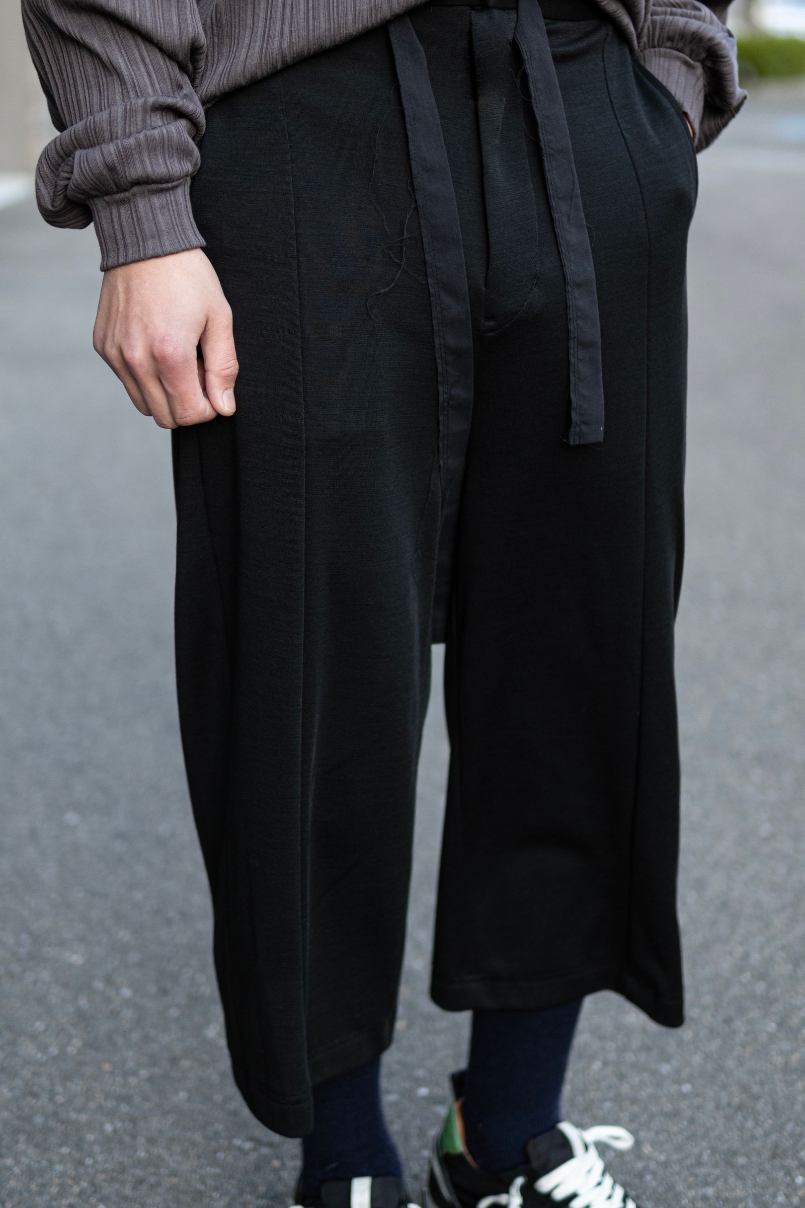3D wide easy pants / Black