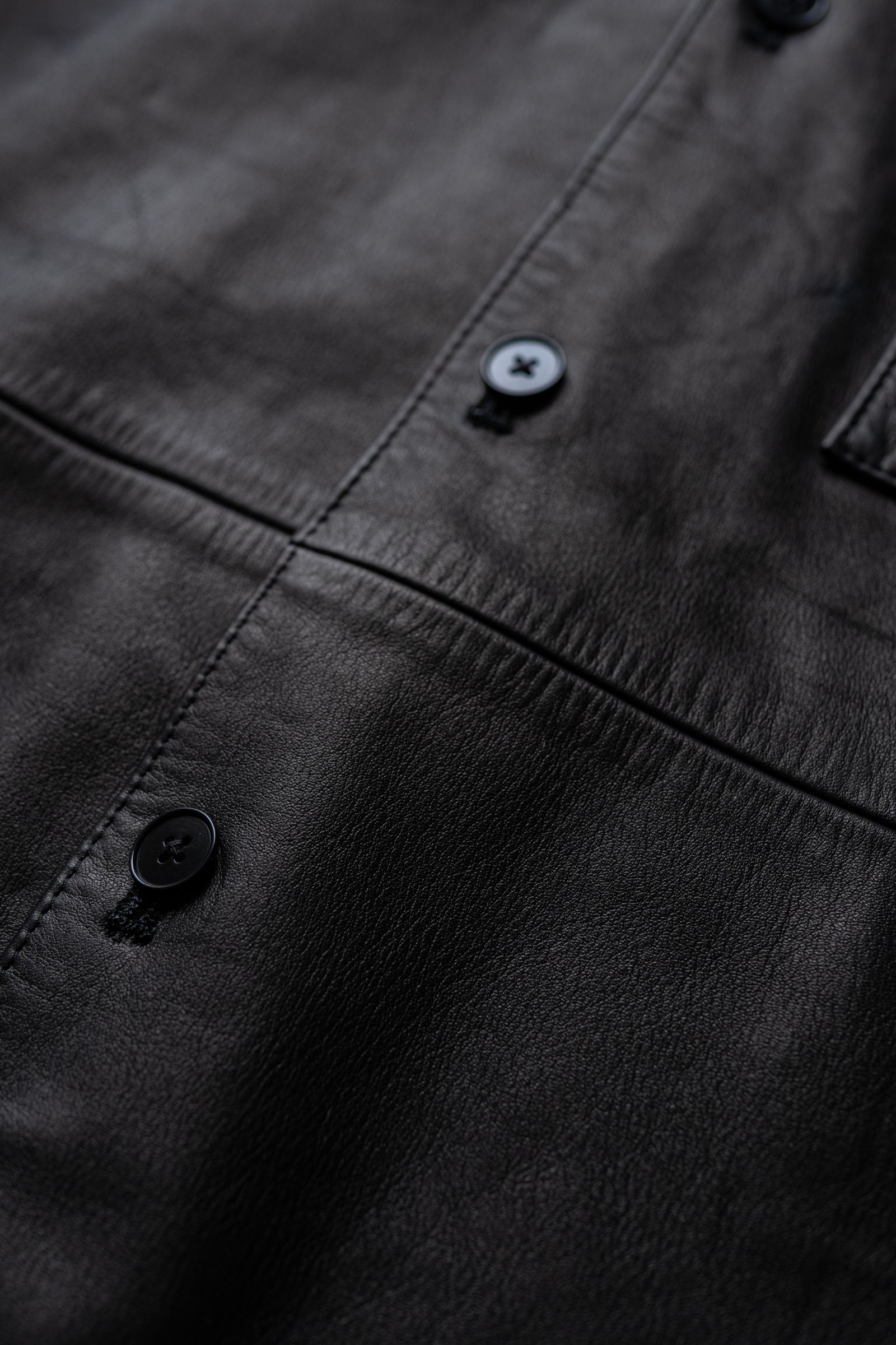Leather Wide Shirt / Black
