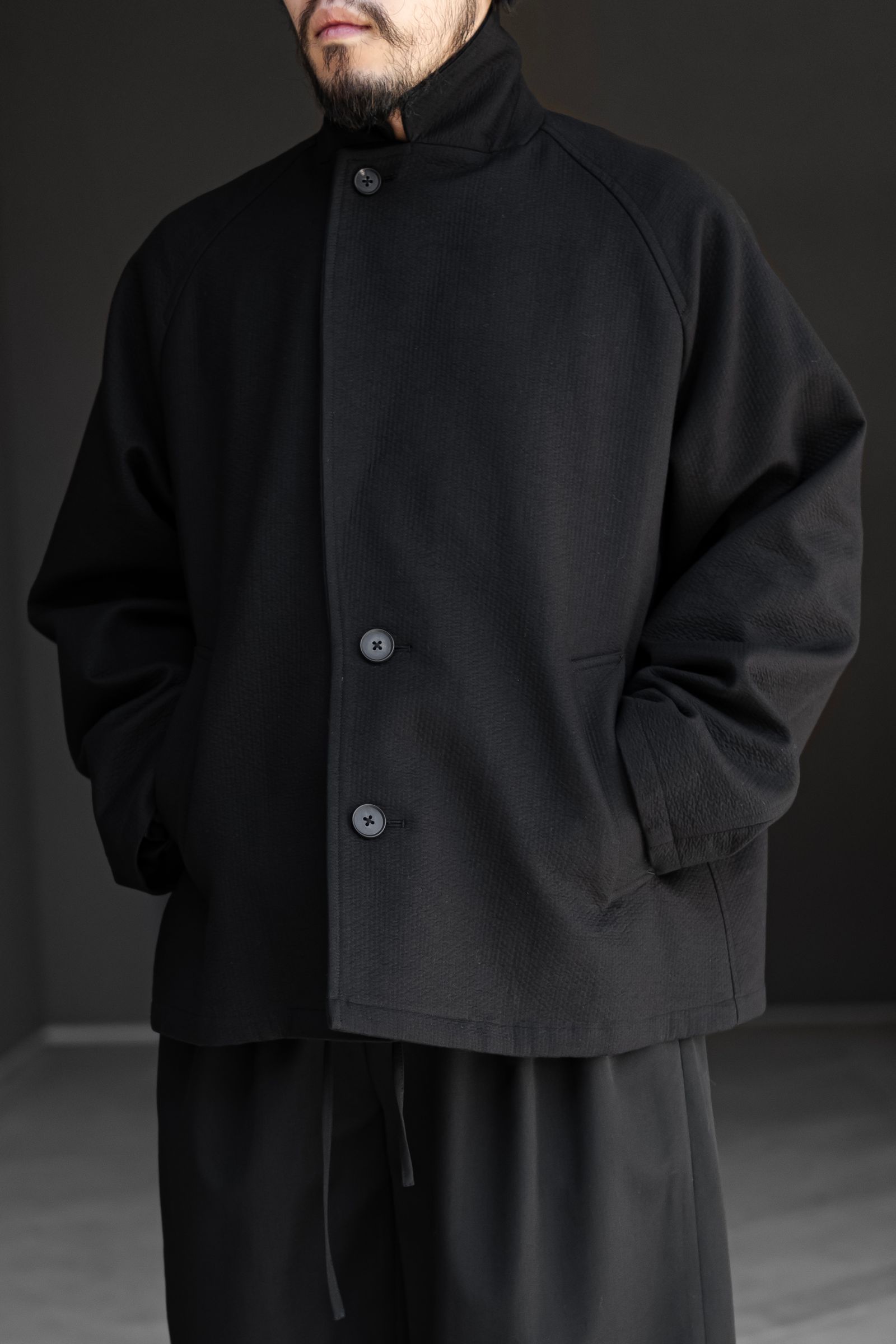 Blanc YM - Oversize Sashiko Welt Pocket JKT / Black | Retikle