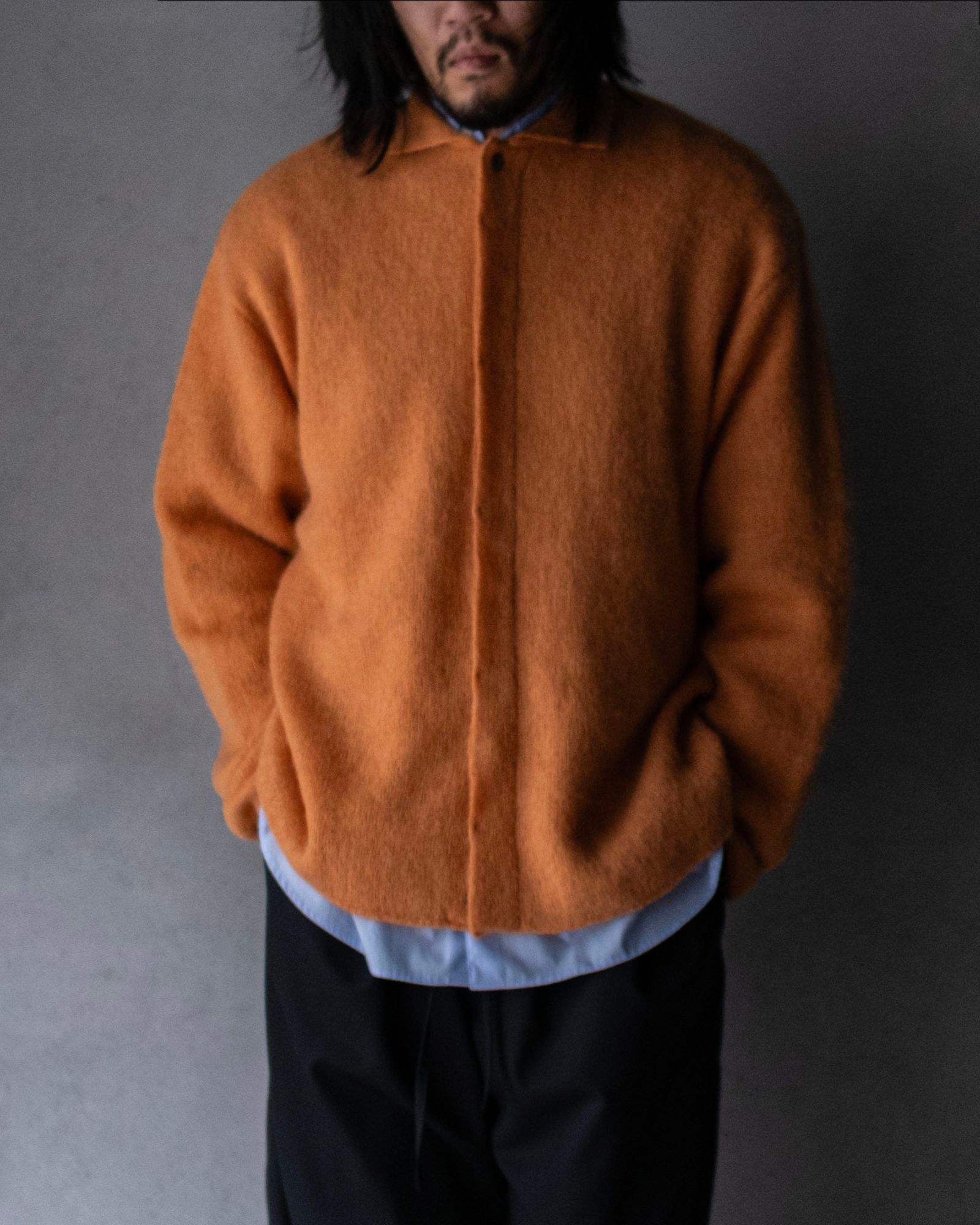Kid Mohair Knit Shirts / Orange