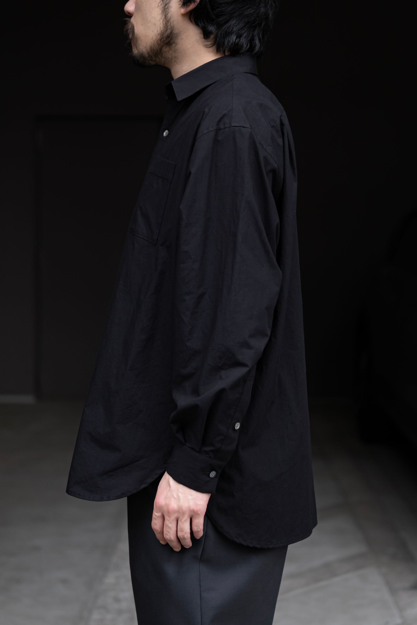 Blanc YM - Cotton Wide Shirt / Black | Retikle Online Store