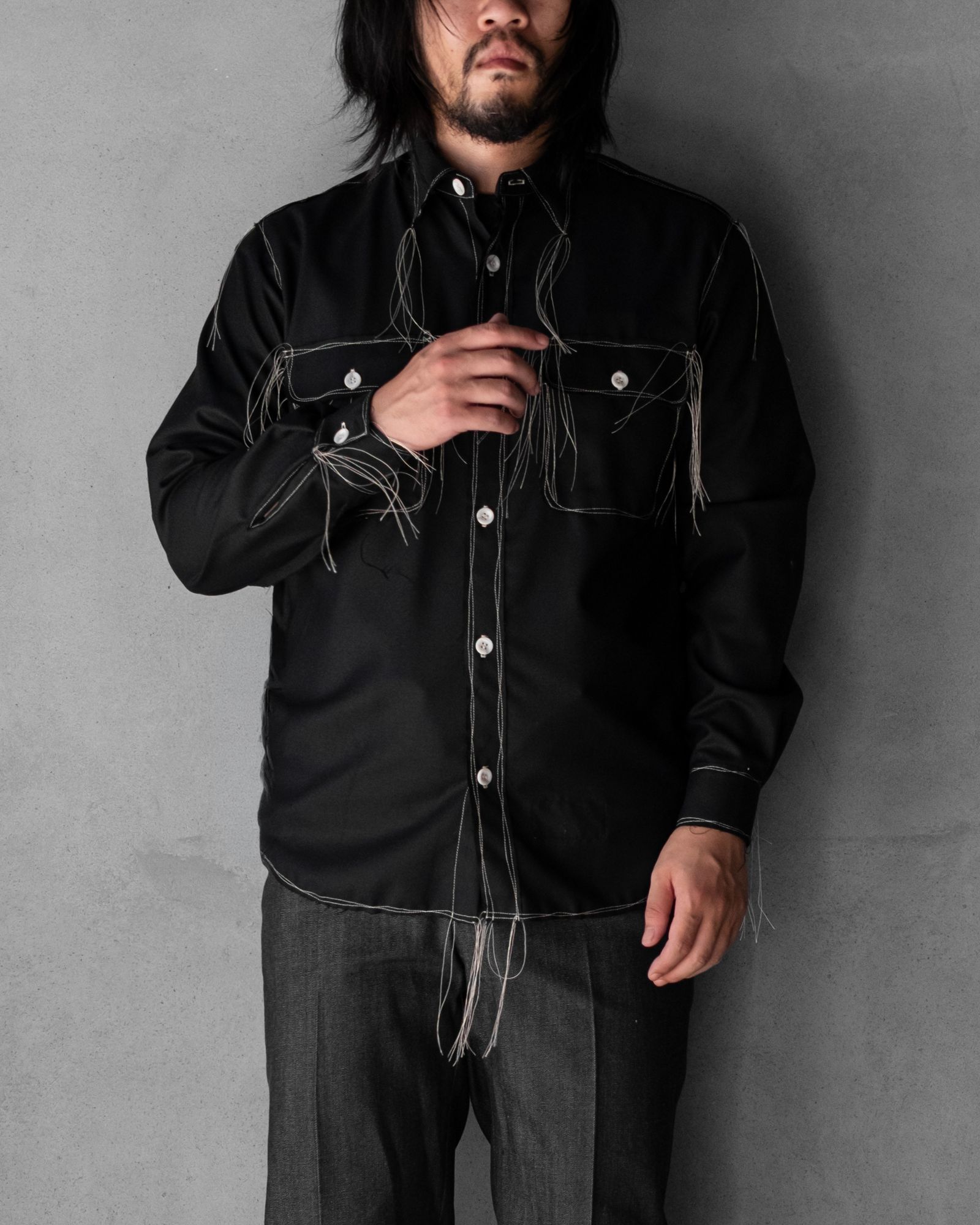 “Washable Super120’s” 60s COLLAR CRAFTSMAN SHIRT / Black