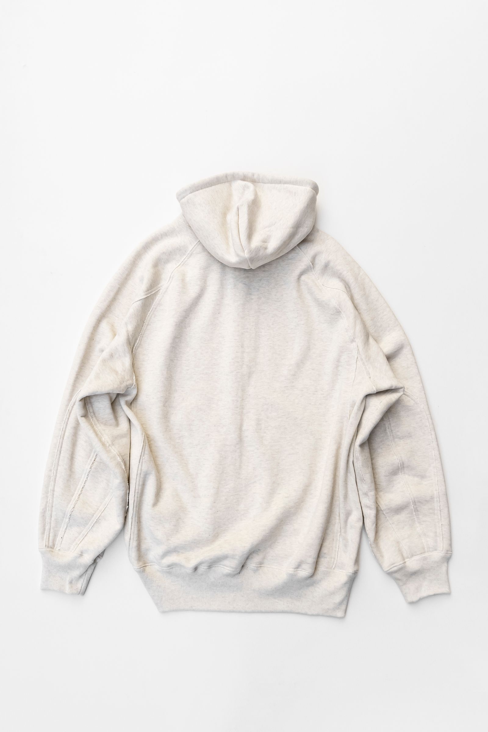ZIP-UP RAW EDGE HOODIE / WHITE